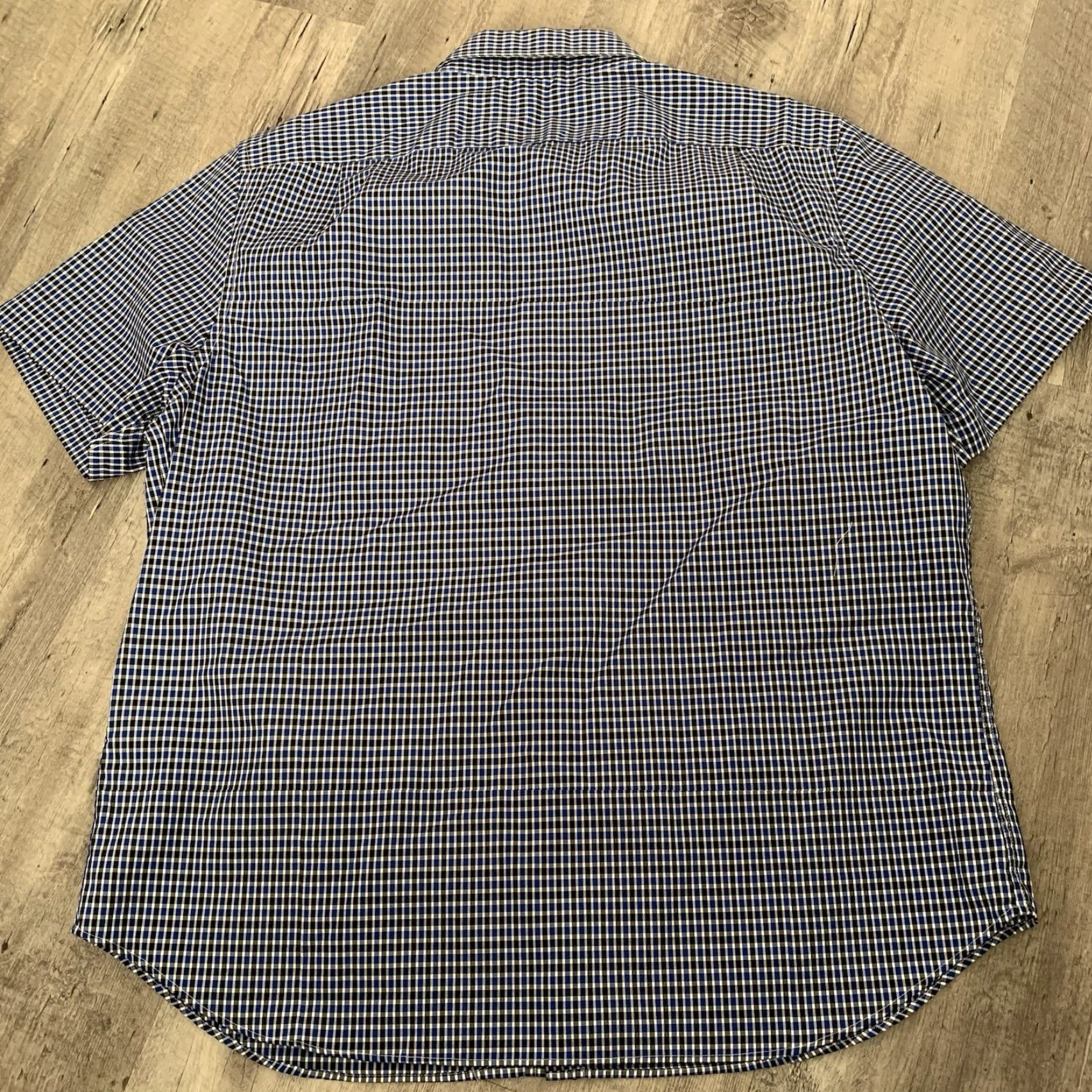 Nautica Nautica Shirt Mens XL Blue Black Check 100% Cotton Button Up Short Sleeve Pocket Size US XL / EU 56 / 4 - 5 Thumbnail
