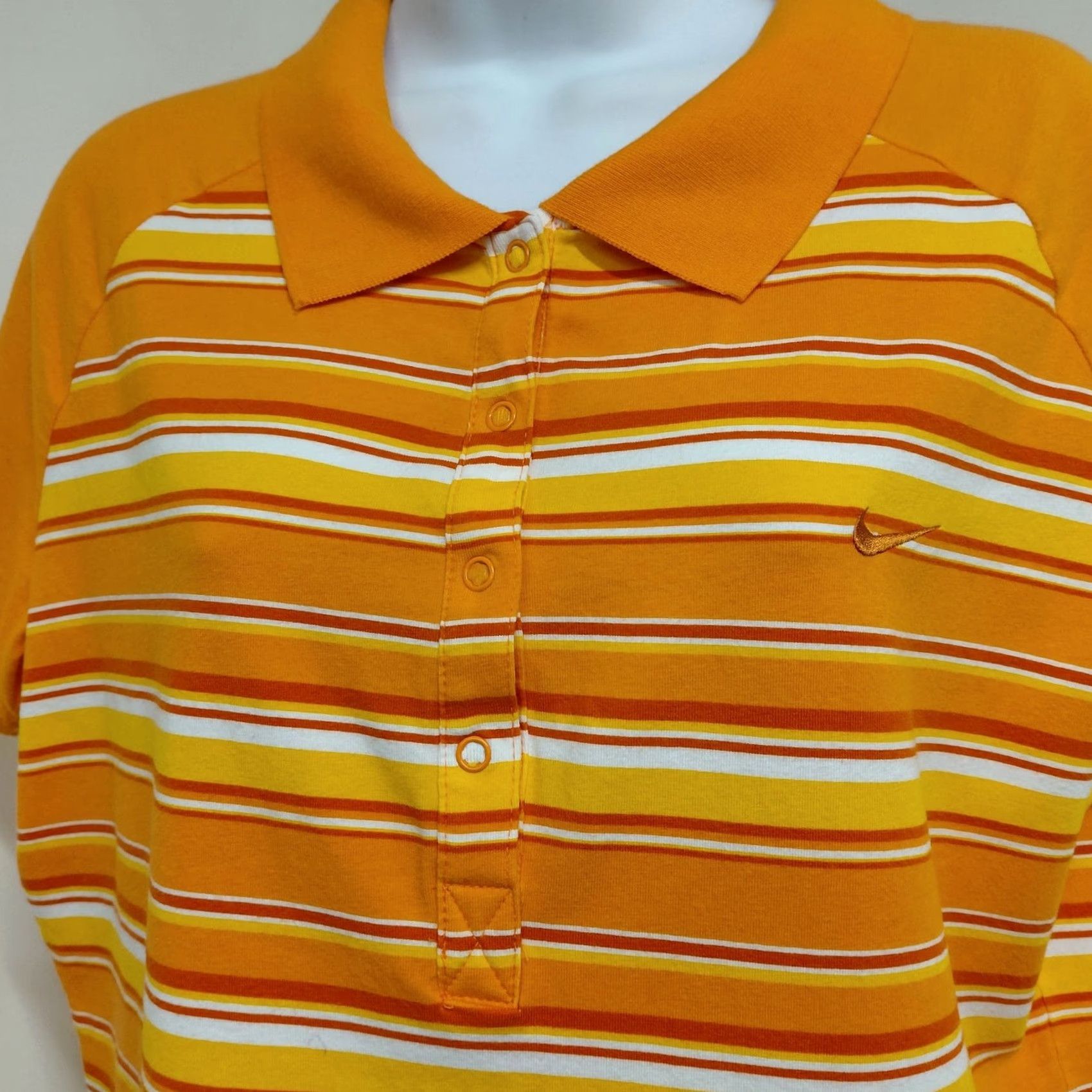 Nike Nike Golf Polo Shirt Women's XL Orange Neon Striped Short Sleeve Activewear Polo Shirt Nike Womens XL Orange Neon Striped Size XL / US 12-14 / IT 48-50 - 5 Thumbnail