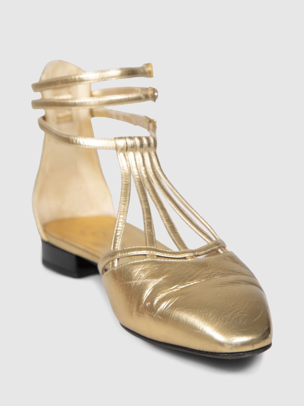 Chanel Gold Leather T-Strap Sandals Size US 7.5 / IT 37.5 - 1 Thumbnail