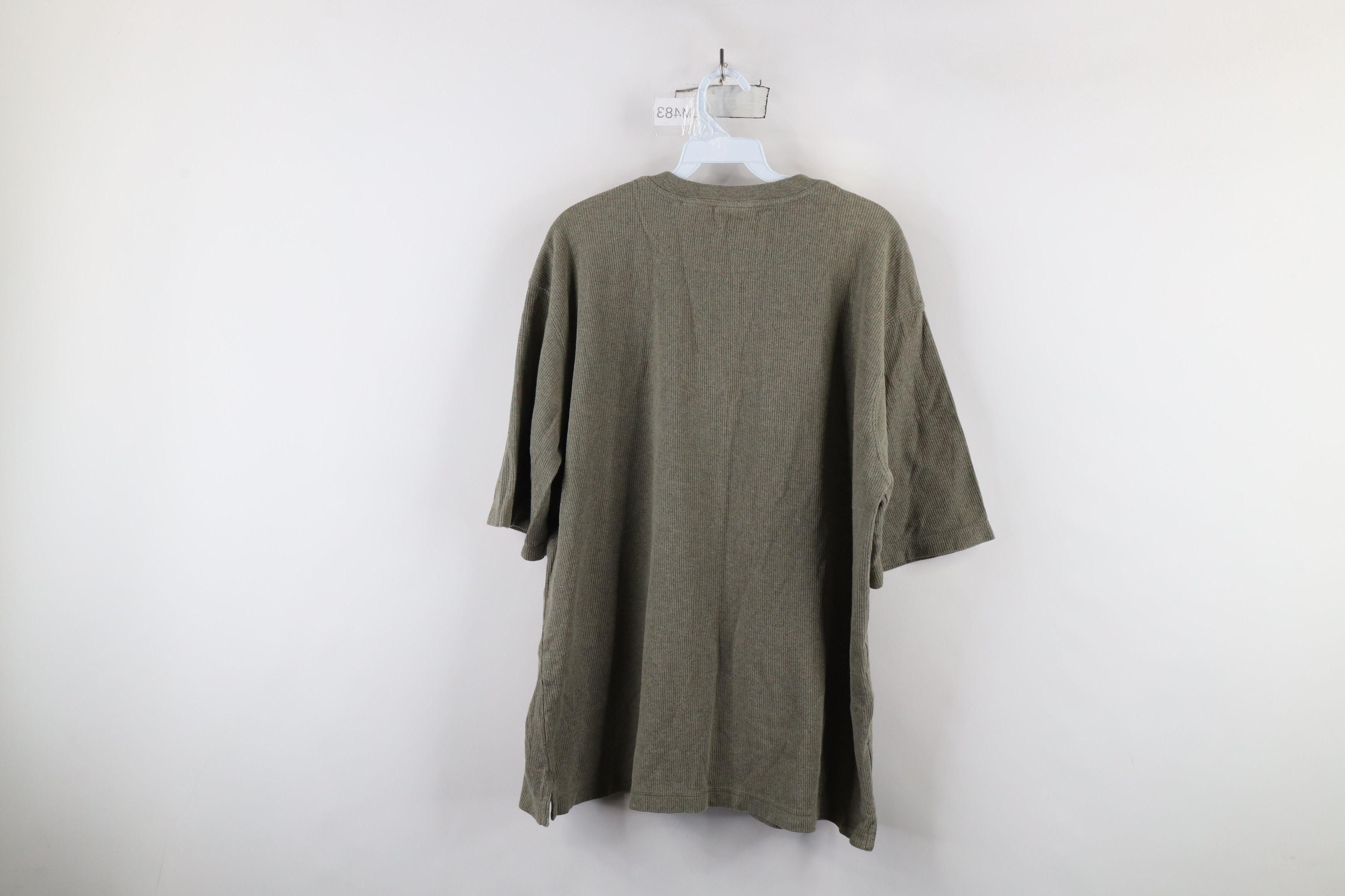 Vintage Vintage 90s Streetwear Ribbed Knit Henley T-Shirt Green Size US L / EU 52-54 / 3 - 8 Thumbnail