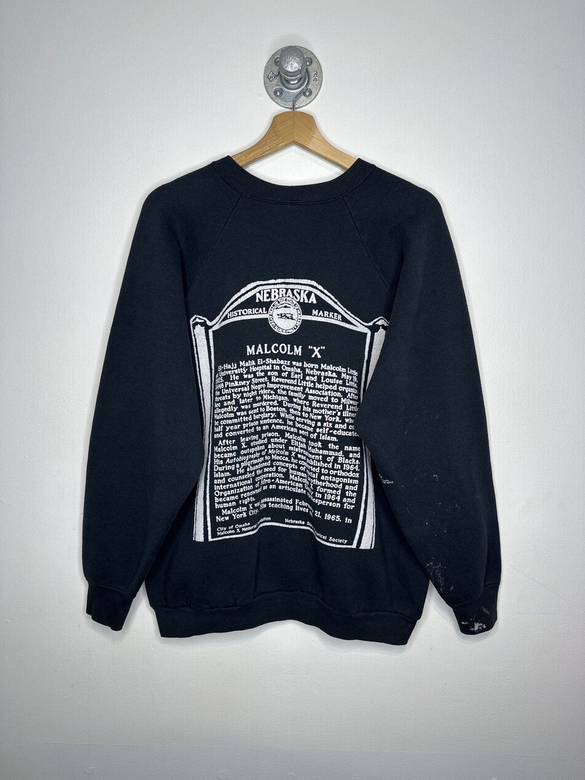 Fruit Of The Loom × Vintage Vintage Malcolm X Nebraska Black Crewneck Sweatshirt Size US L / EU 52-54 / 3 - 2 Thumbnail