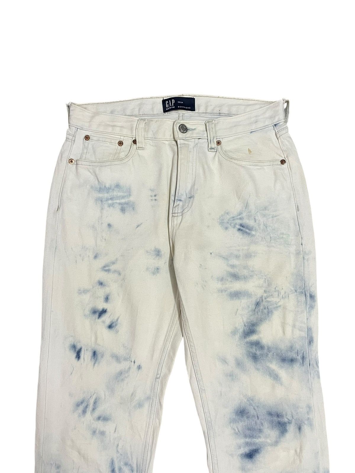 Balenciaga × Gap × Kanye West Gap Denim Indigo Tie Dye Frayed Boyfriend Jeans Size 30" / US 8 / IT 44 - 3 Thumbnail