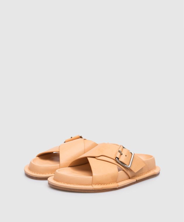 Jil Sander o1y1025 Leather Slippers in Sand Size US 11 / IT 41 - 2 Thumbnail