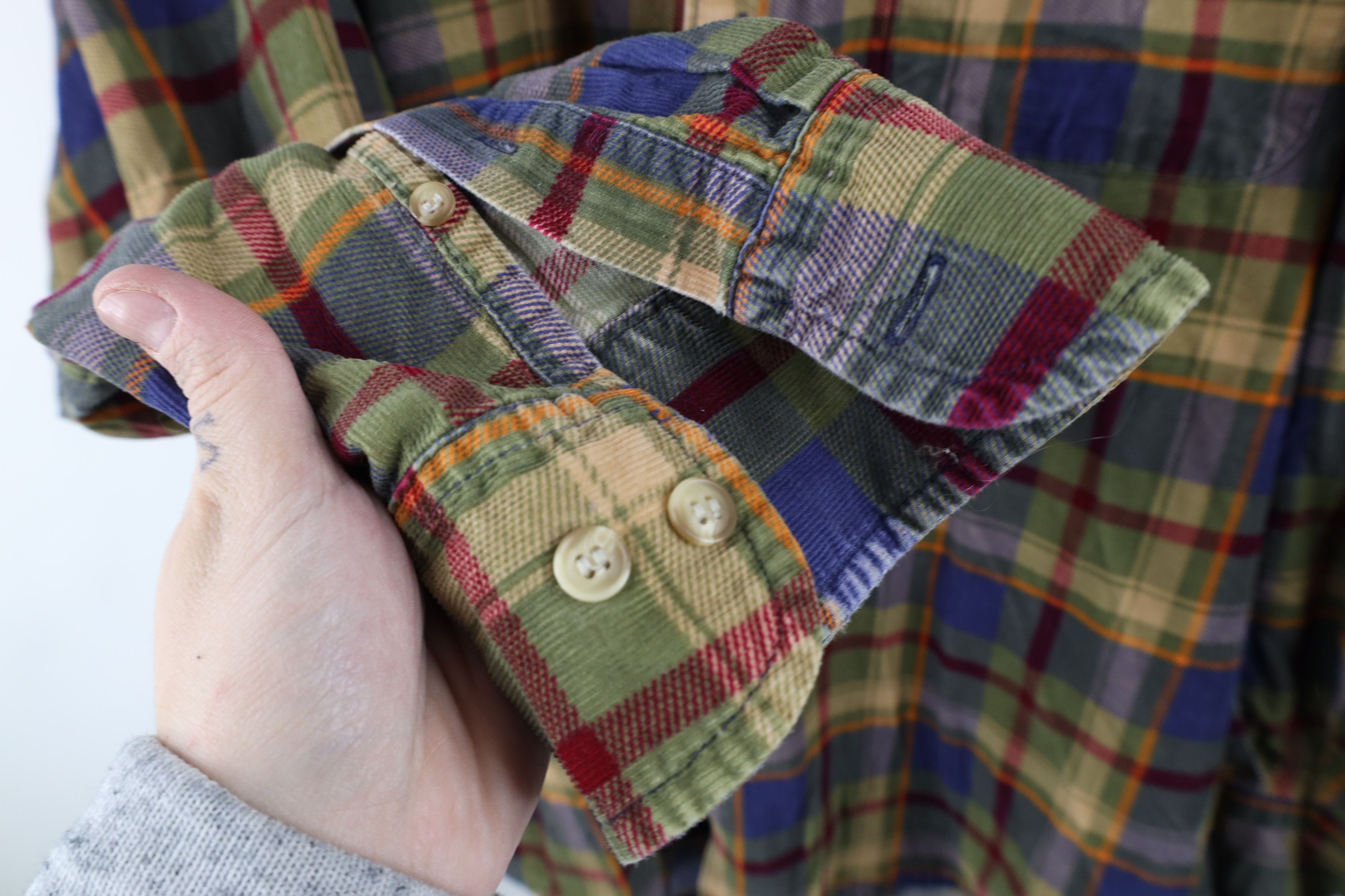 Vintage Vintage 90s Streetwear Plaid Corduroy Button Down Shirt Size US L / EU 52-54 / 3 - 7 Thumbnail
