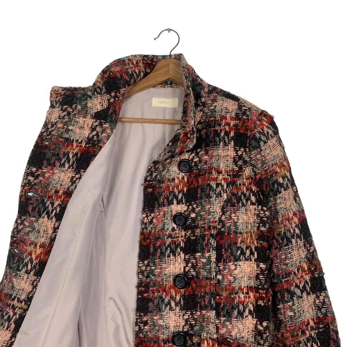 Japanese Brand RAISON Made in Japan Checkered Tweed Long Coat #1811-C20 Size S / US 4 / IT 40 - 11 Thumbnail