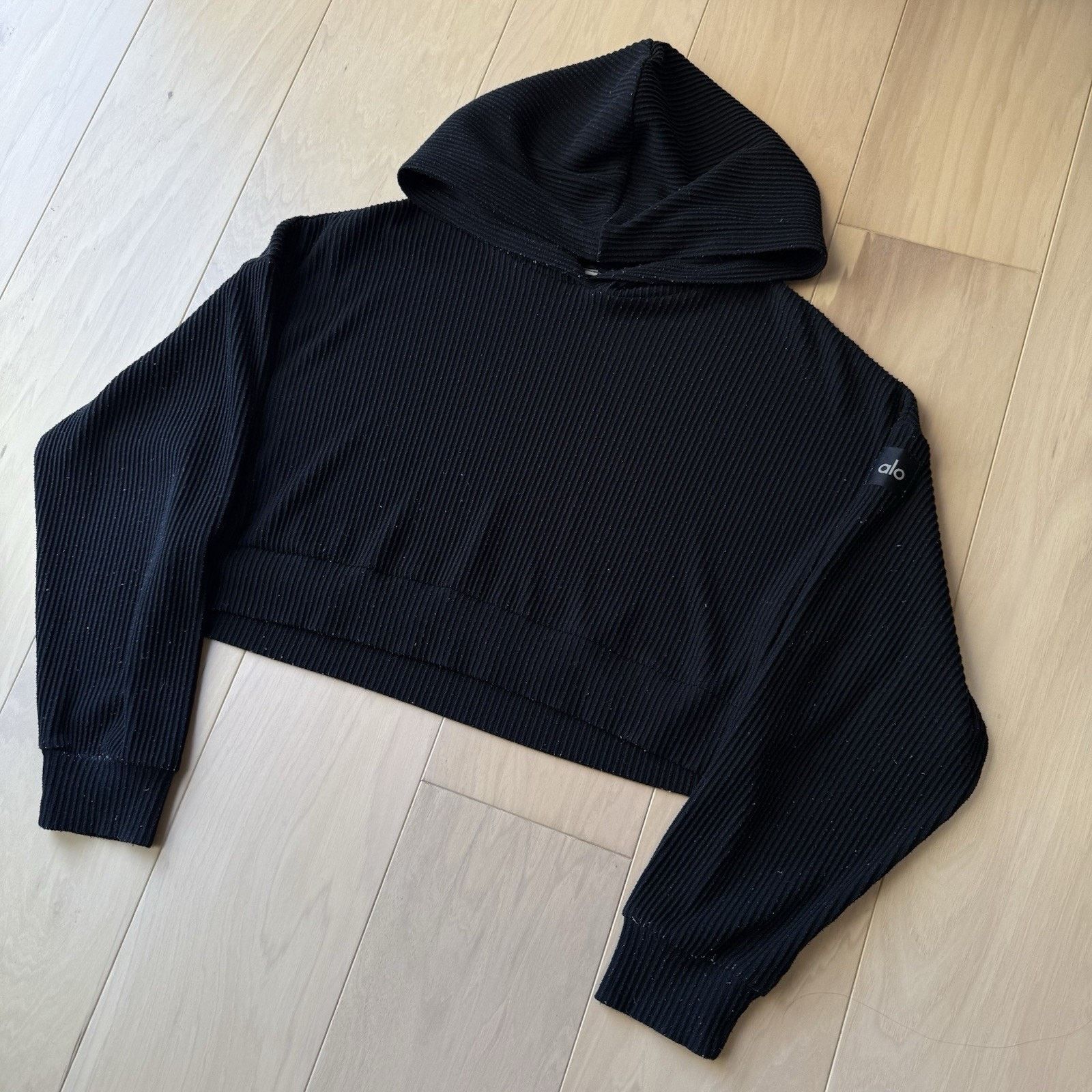 Alo Alo Yoga Muse Hoodie Women's M Black Ribbed Fleece Size M / US 6-8 / IT 42-44 - 8 Thumbnail