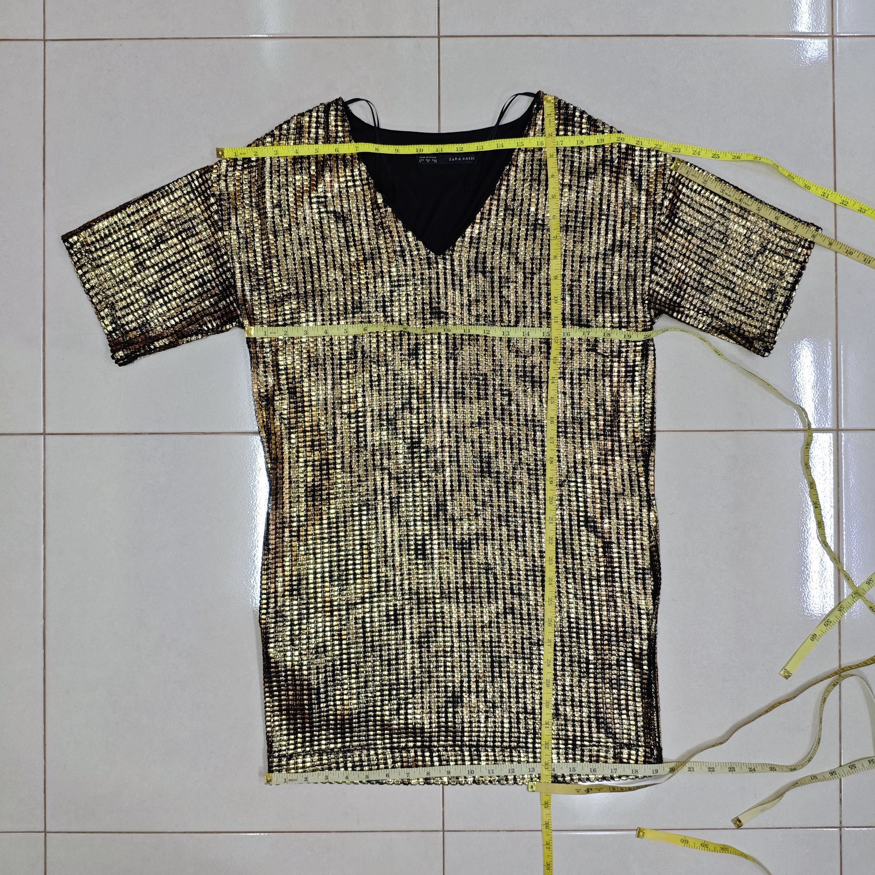 Zara ZARA BASIC Gold Metallic Dress Size M / US 6-8 / IT 42-44 - 7 Thumbnail