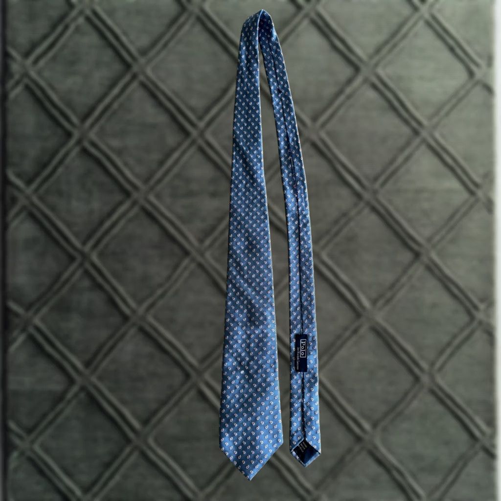 Polo Ralph Lauren VINTAGE Polo Ralph Lauren Tie Navy Silk Made In Italy Excellent Condition Mens Designer Preppy Geometric Logo Tied Size US M / EU 48-50 / 2 - 1 Thumbnail
