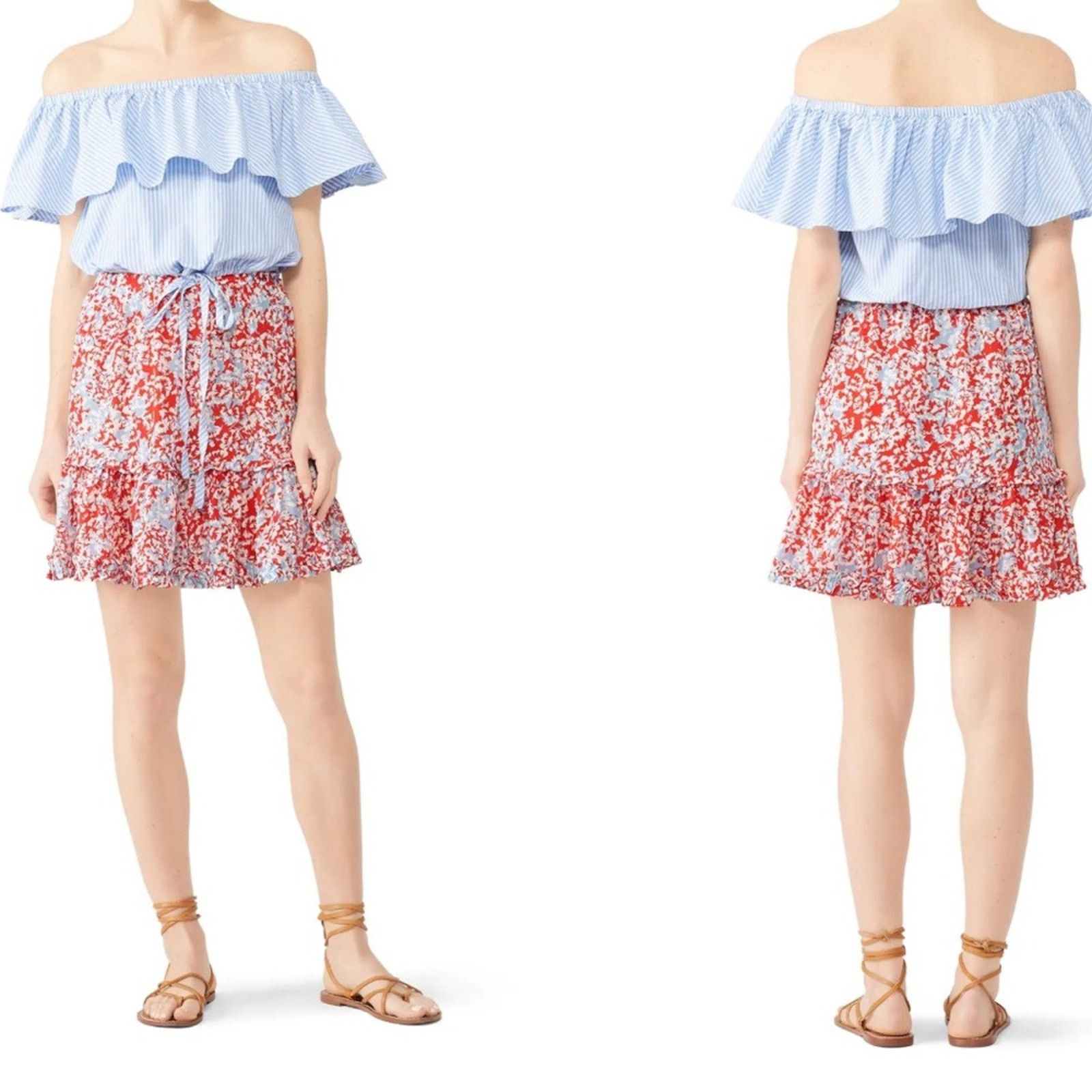 Other Paloma Blue Alexa 100% Silk Floral Tiered Mini Skirt Size 29" - 1 Thumbnail