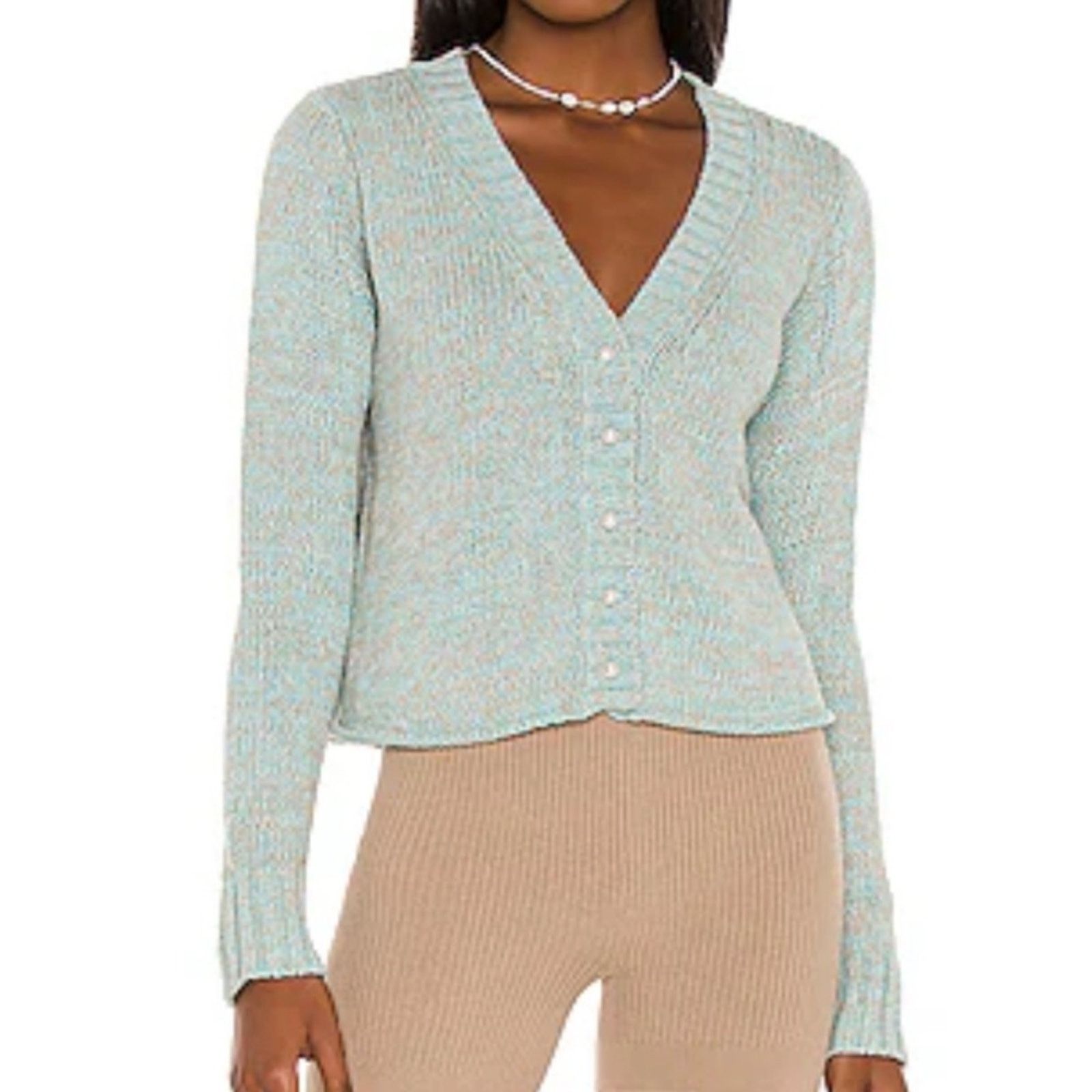Other Dannijo Cropped Cardigan With Pearl Buttons in Blue Grey Size L / US 10 / IT 46 - 4 Thumbnail
