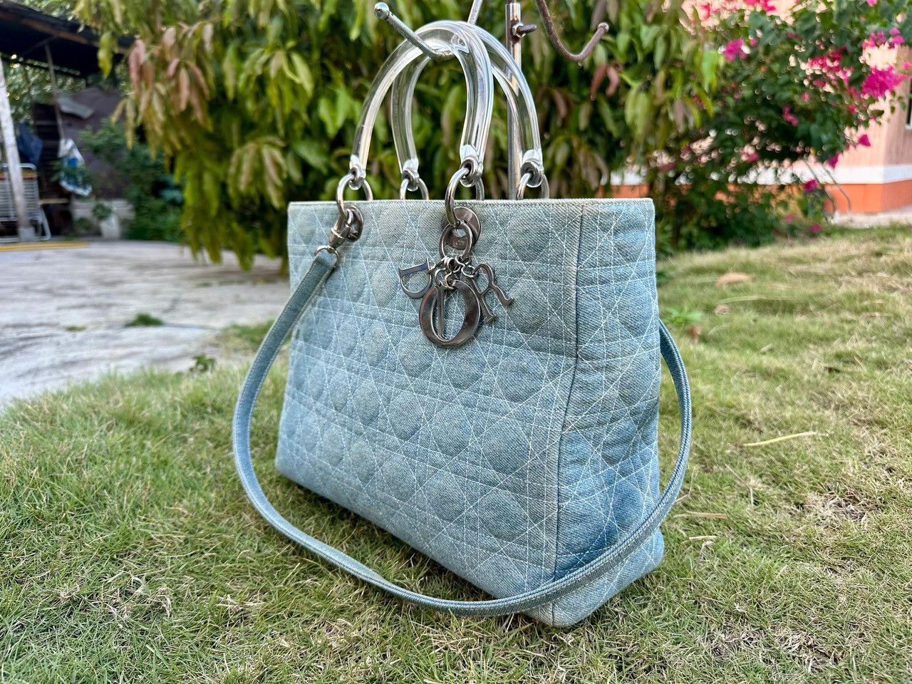 Dior Authentic Christian Dior Lady Dior Denim Large Tote Bag Size ONE SIZE - 2 Thumbnail