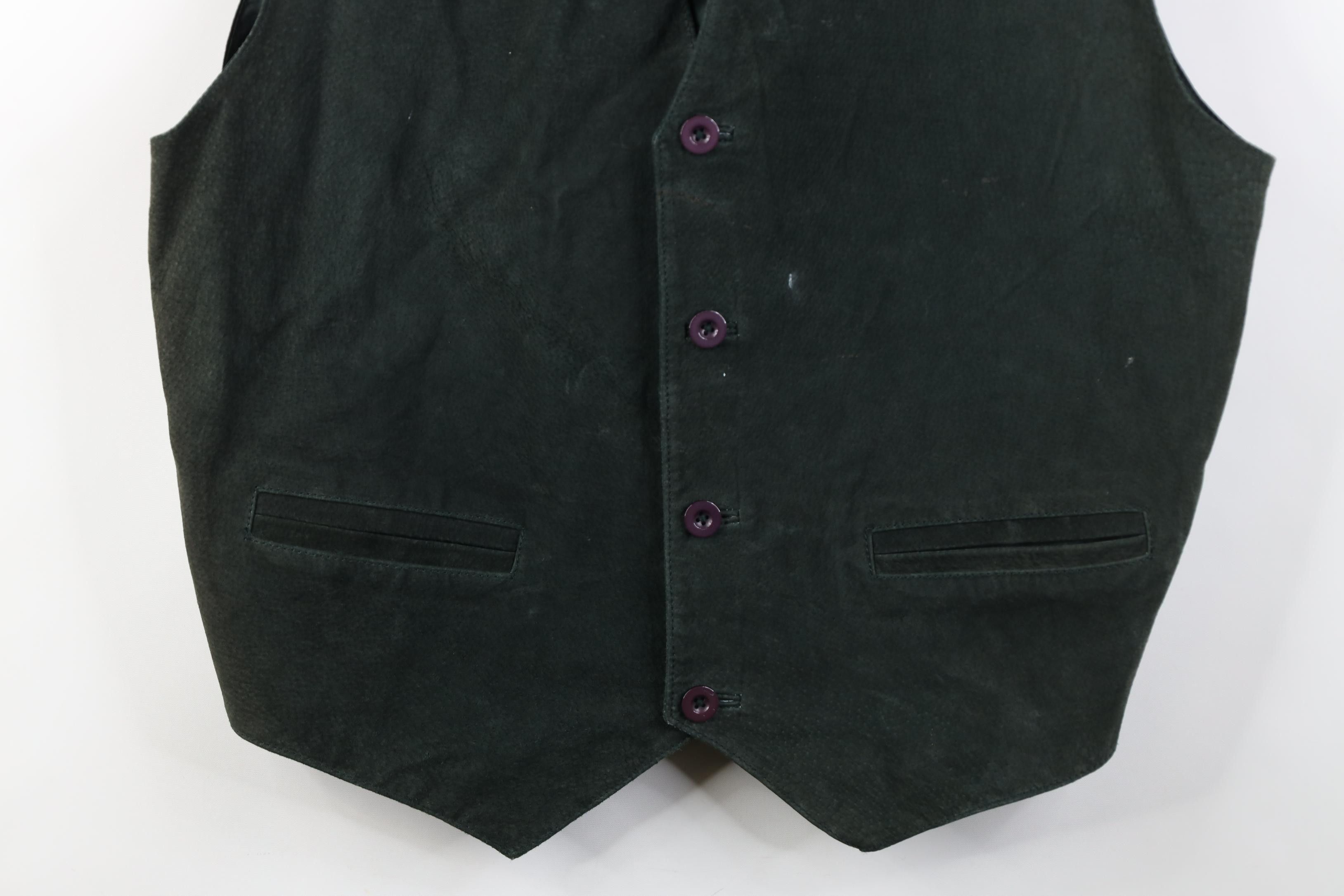 Vintage Vintage 90s Streetwear Suede Leather Buckle Back Vest Jacket Size US L / EU 52-54 / 3 - 3 Thumbnail