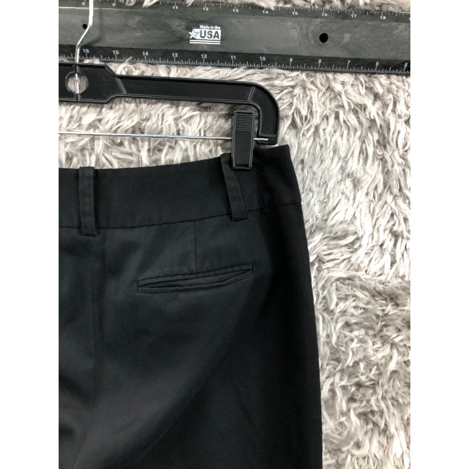 H&M Loft Black Slack Trouser Pants Womens Size 6 Mid Rise Knit Polyester Straight Front Casual Formal Size 28" / US 6 / IT 42 - 6 Thumbnail