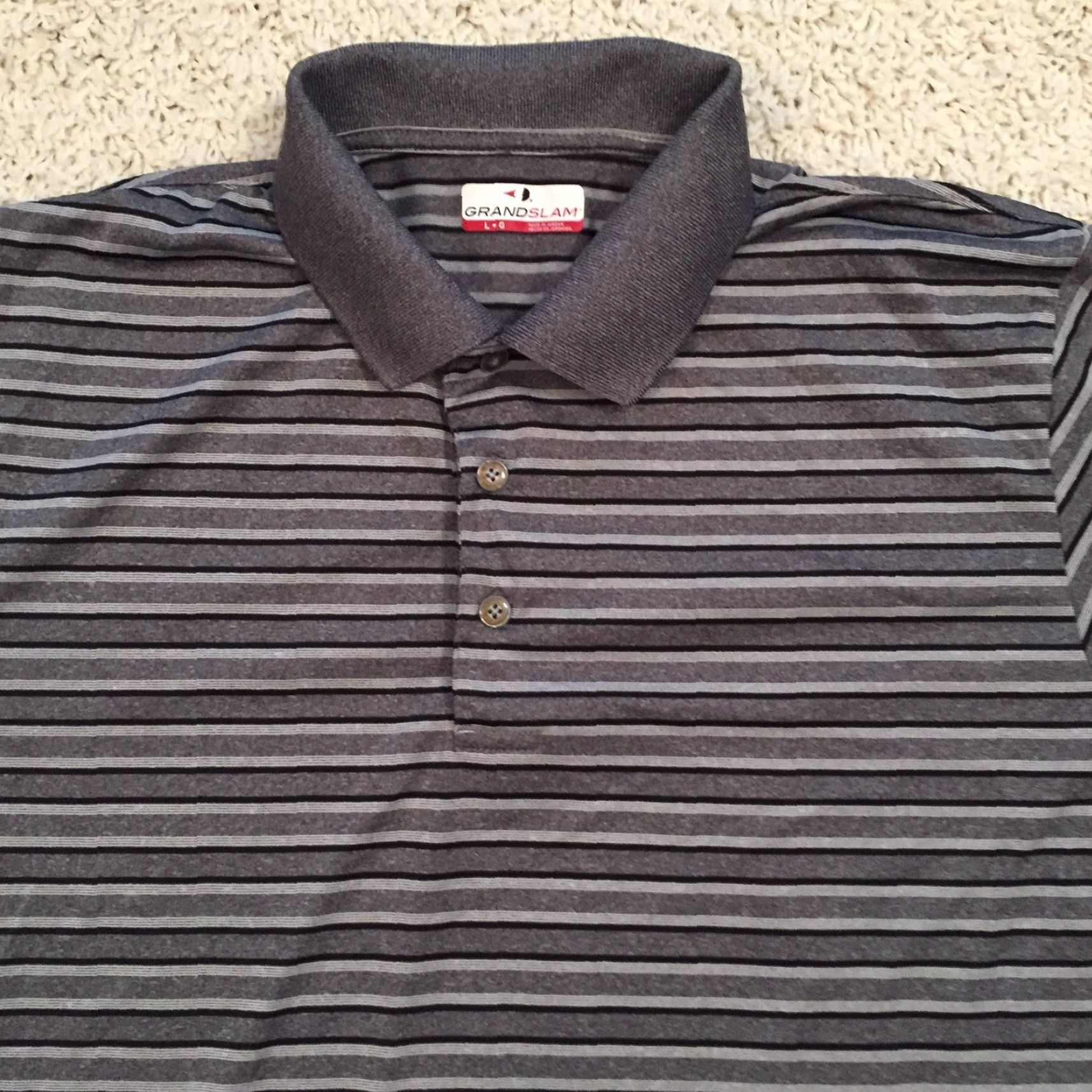 Vintage Grand Slam Polo Shirt Mens Large Gray Striped Short Sleeve Size US L / EU 52-54 / 3 - 3 Thumbnail