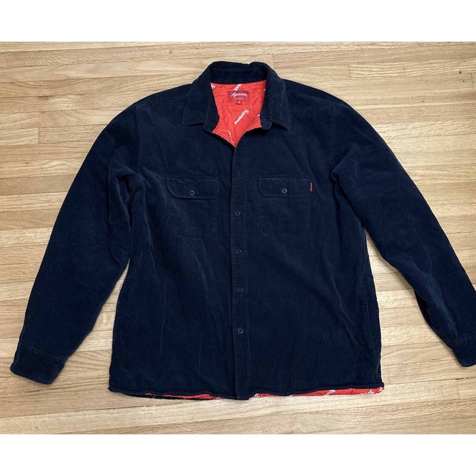 Supreme Supreme Men’s Corduroy M Quilted Blue Shirt w/ Pockets FW17 Size US M / EU 48-50 / 2 - 10 Thumbnail