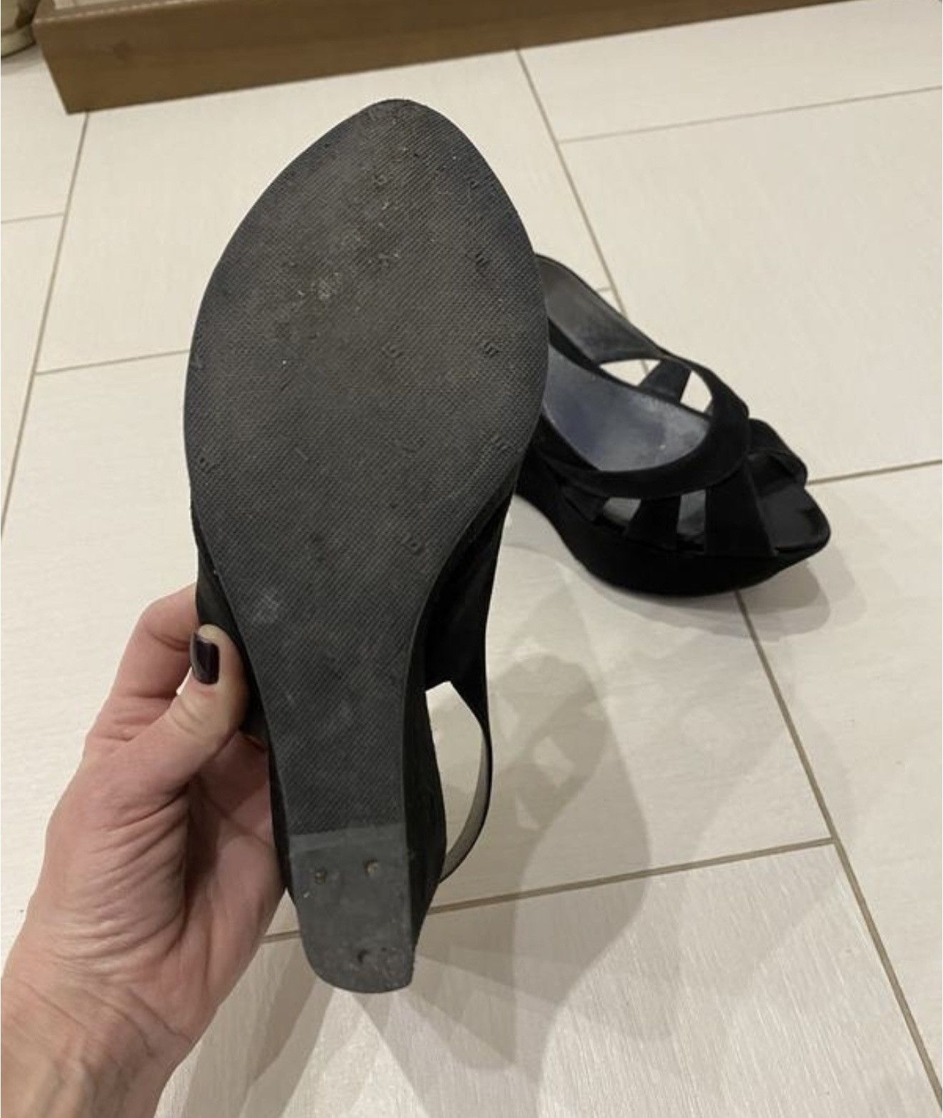 Sergio Rossi black wedge suede sandals Sergio Rossi Size US 8.5 / IT 38.5 - 5 Thumbnail