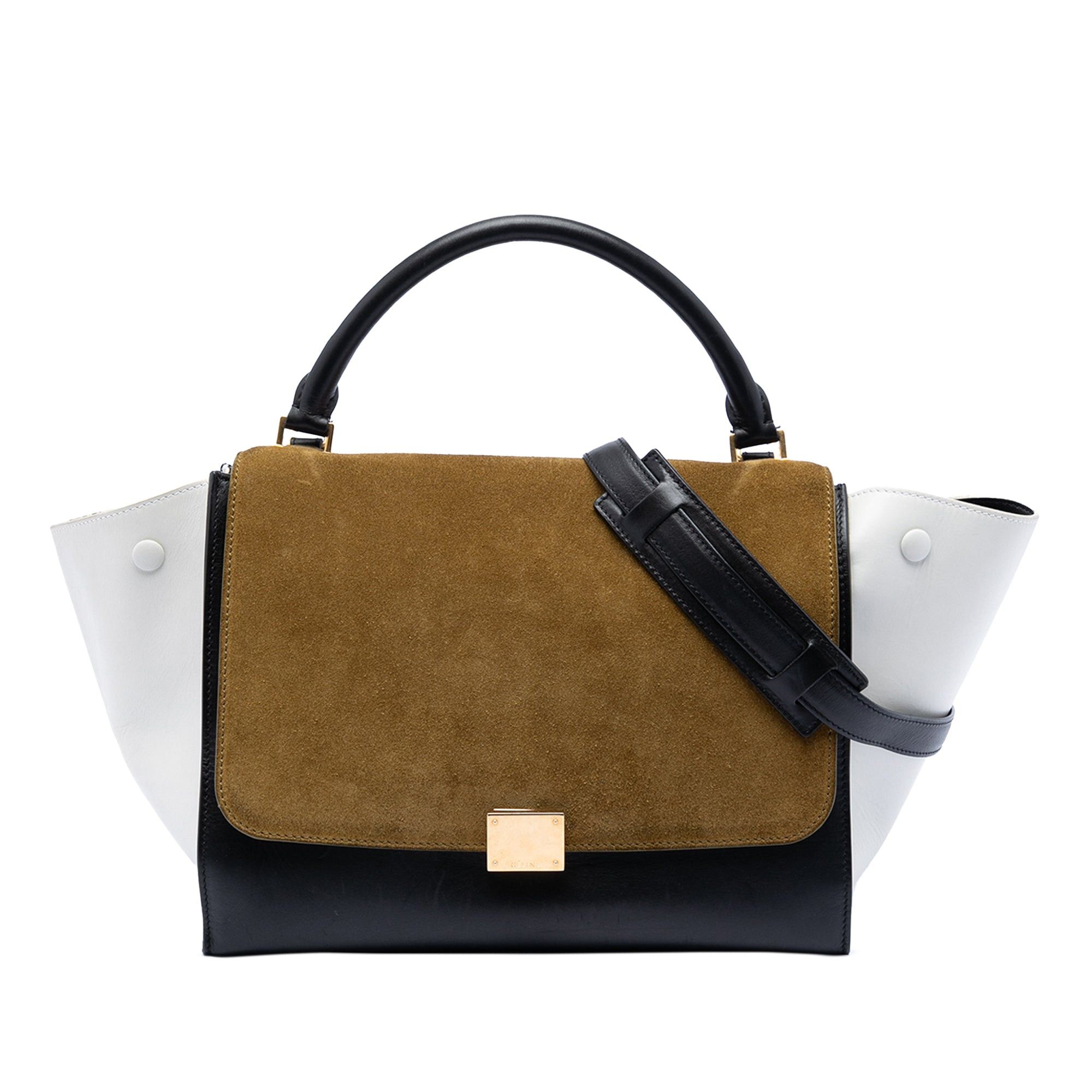 Celine Medium Tricolor Calfskin and Suede Trapeze Satchel Size ONE SIZE - 1 Thumbnail