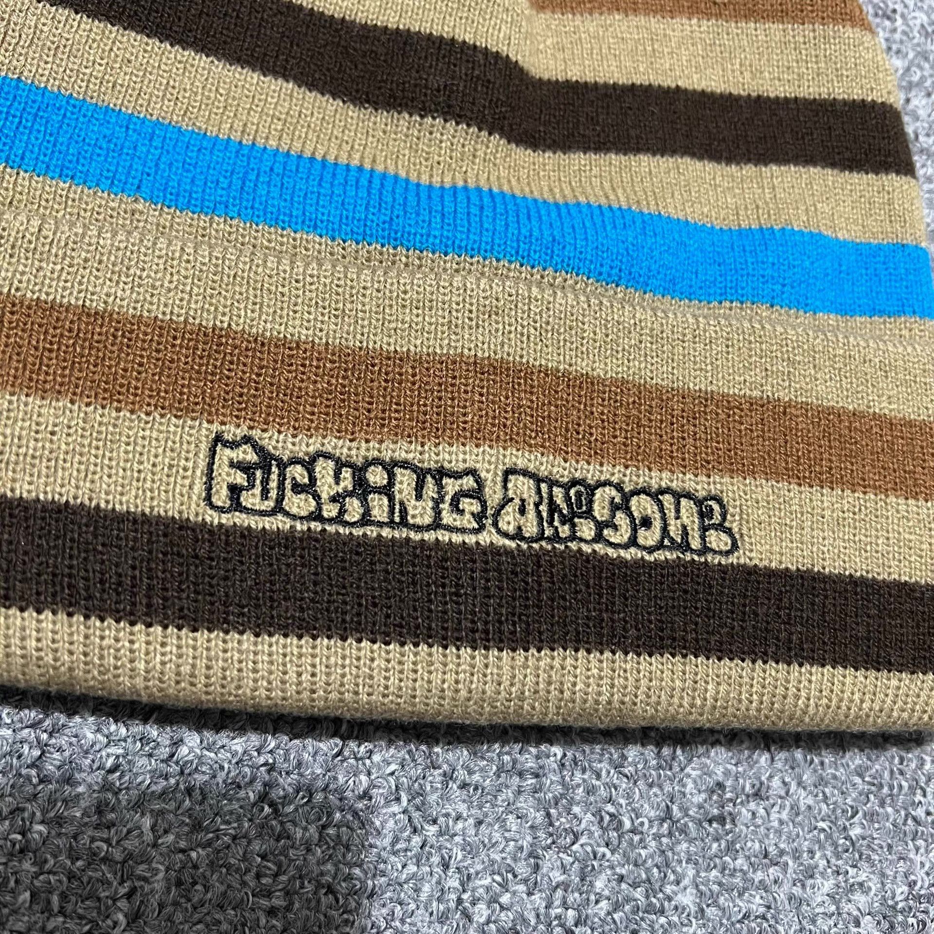 Fucking Awesome Fucking Awesome Embroidered Striped Knitted Beanie Q7 Size ONE SIZE - 5 Thumbnail