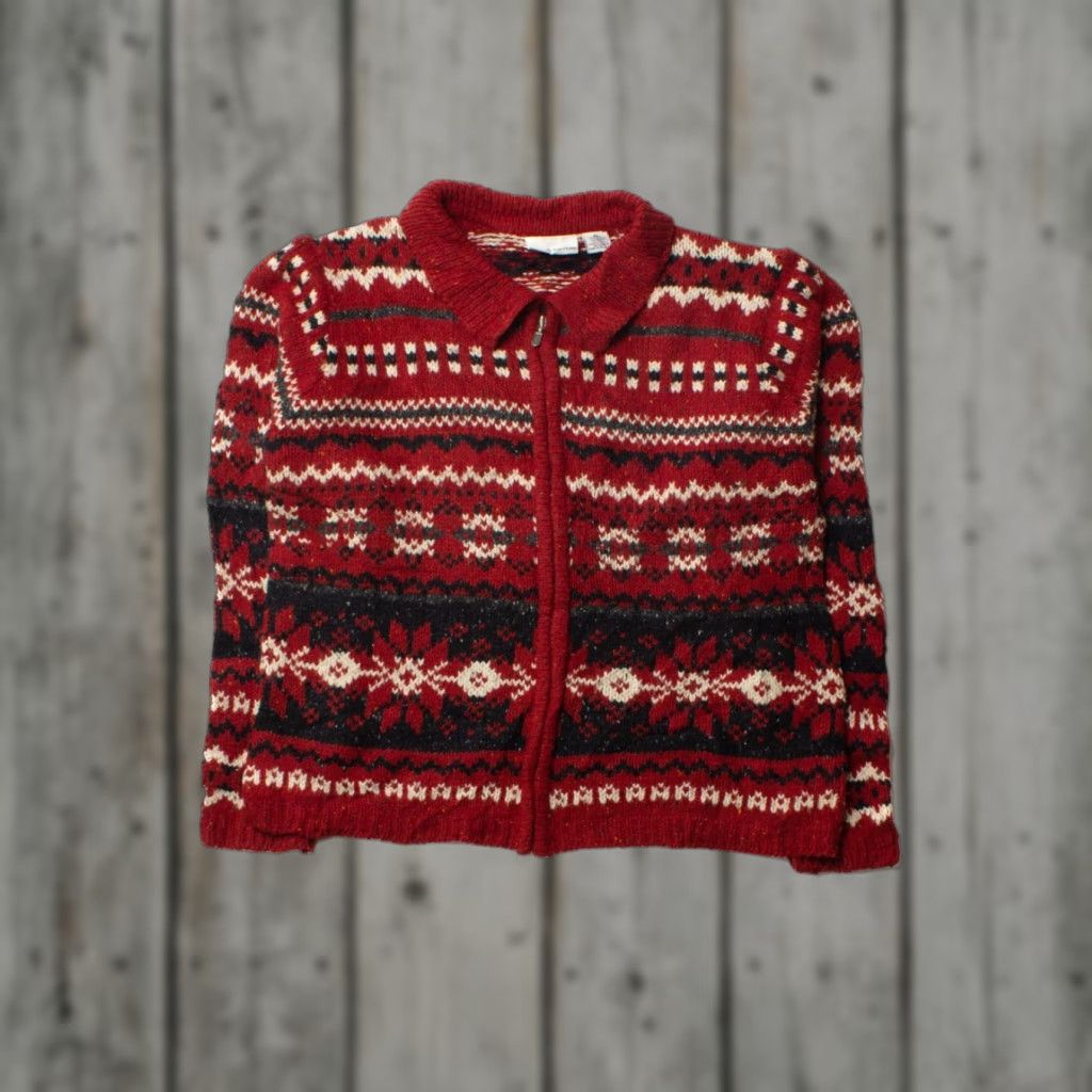 Croft & Barrow VINTAGE Croft & Barrow Fair Isle Zip Sweater Red X-Large 1990s Mens Size XL / US 12-14 / IT 48-50 - 1 Thumbnail