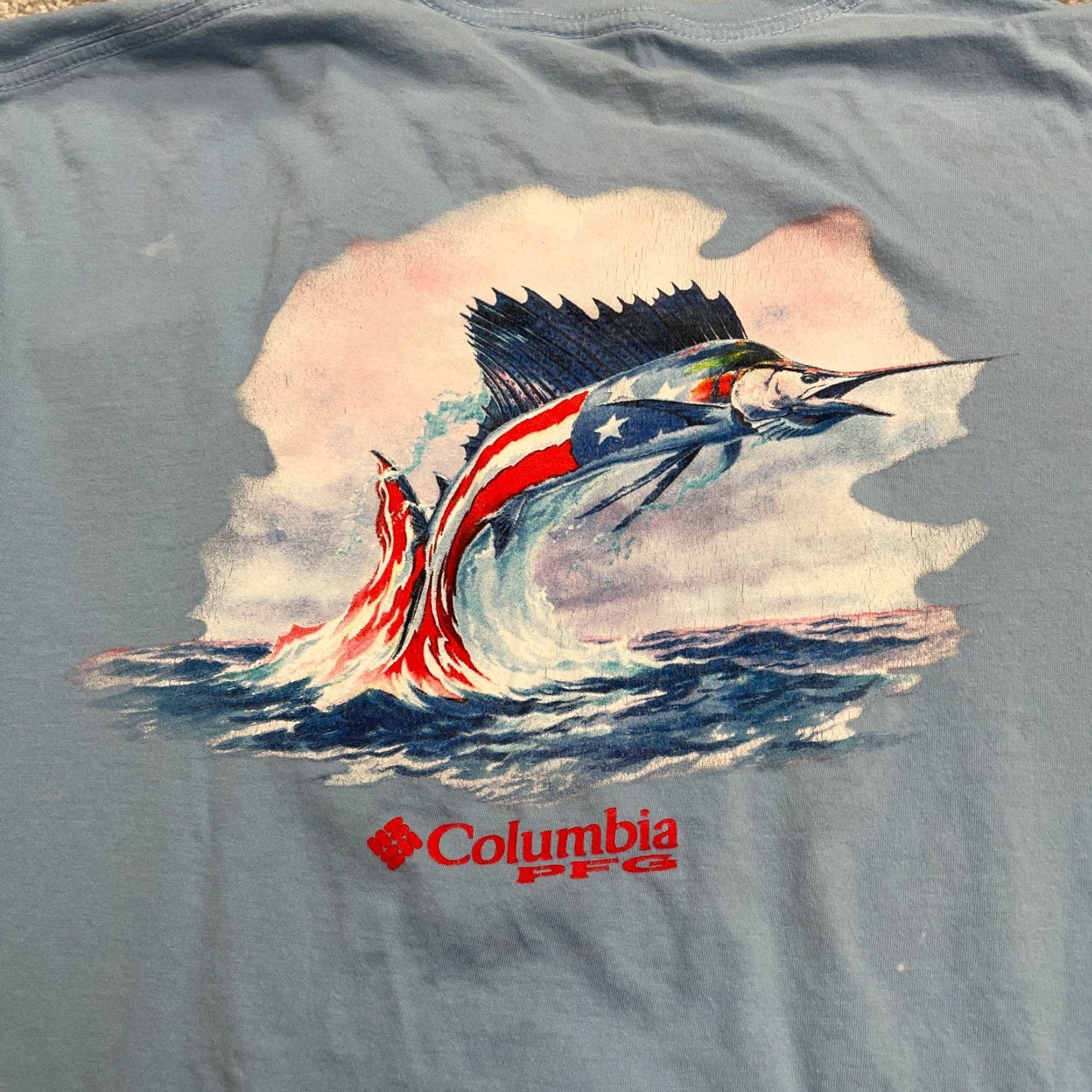 Vintage Columbia PFG Graphic T-Shirt Mens XL Blue Crew Neck Short Sleeve Cotton Tee Top Size US XL / EU 56 / 4 - 3 Thumbnail