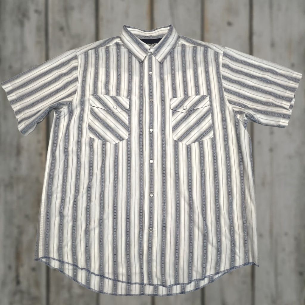 Anchor Blue VINTAGE Anchor Blue Pearl Snap Short Sleeve Shirt XL Aztec Southwestern Lightweight Men Size US XL / EU 56 / 4 - 1 Thumbnail