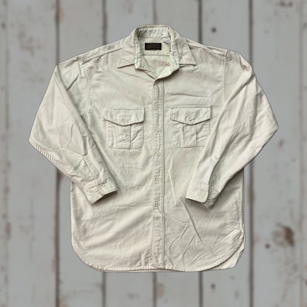Eddie Bauer VINTAGE Eddie Bauer Shirt Button-Up 70s Beige Tan Chamois Cloth XL Men’s Classic Button-Down Shirt Size US XL / EU 56 / 4 - 1 Thumbnail