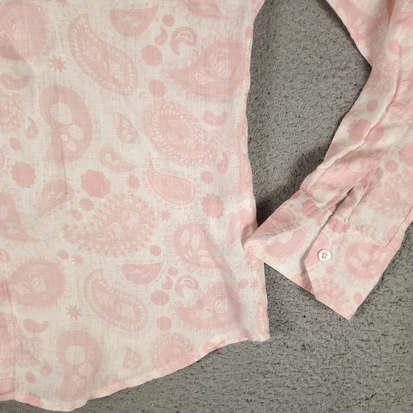 Pinko Hiho Shirt Men S Pink Paisley Linen Button-Up Long Sleeve Size US S / EU 44-46 / 1 - 5 Thumbnail