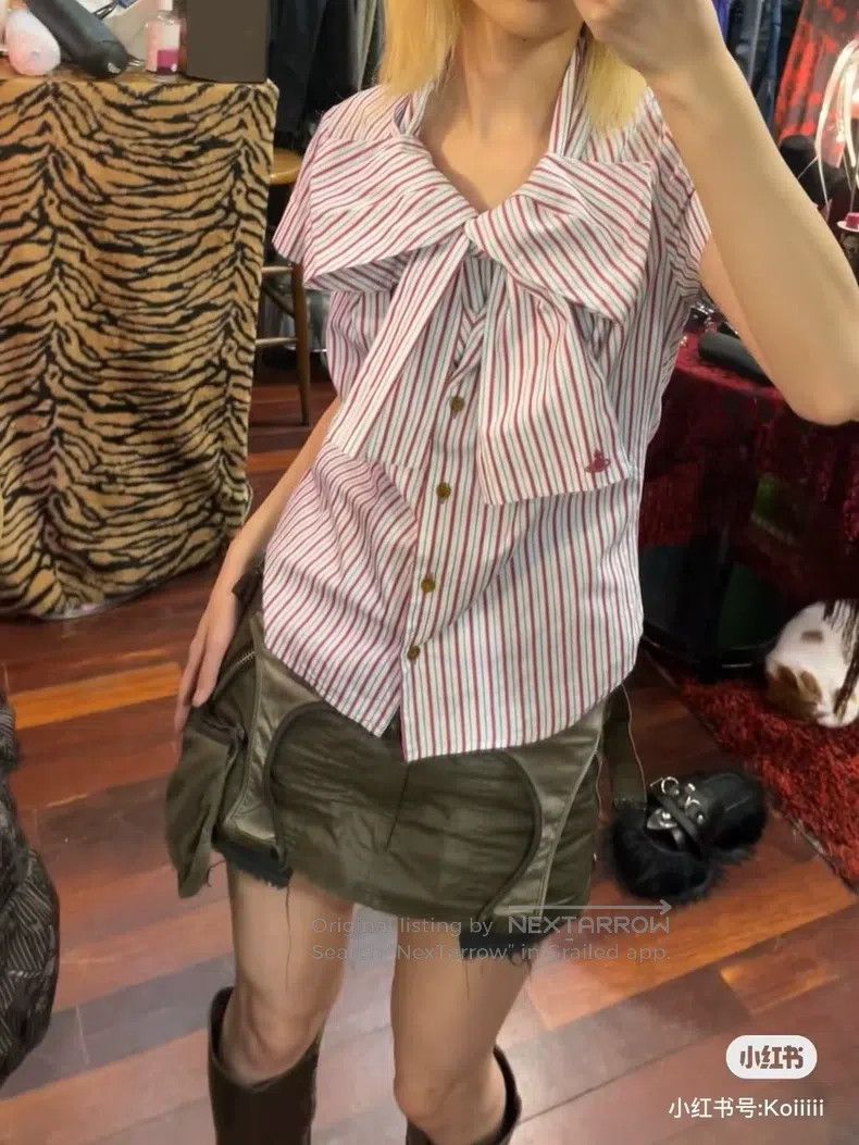 Vivienne Westwood Vivienne Westwood Bow pink and blue striped short-sleeve s Size M / US 6-8 / IT 42-44 - 2 Thumbnail