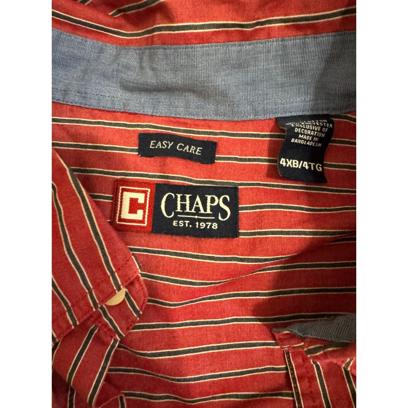 Chaps Chaps Shirt Mens 4XB Big 4X Red Plaid Long Sleeve Button Down Easy Care Size US XXL / EU 58 / 5 - 2 Thumbnail
