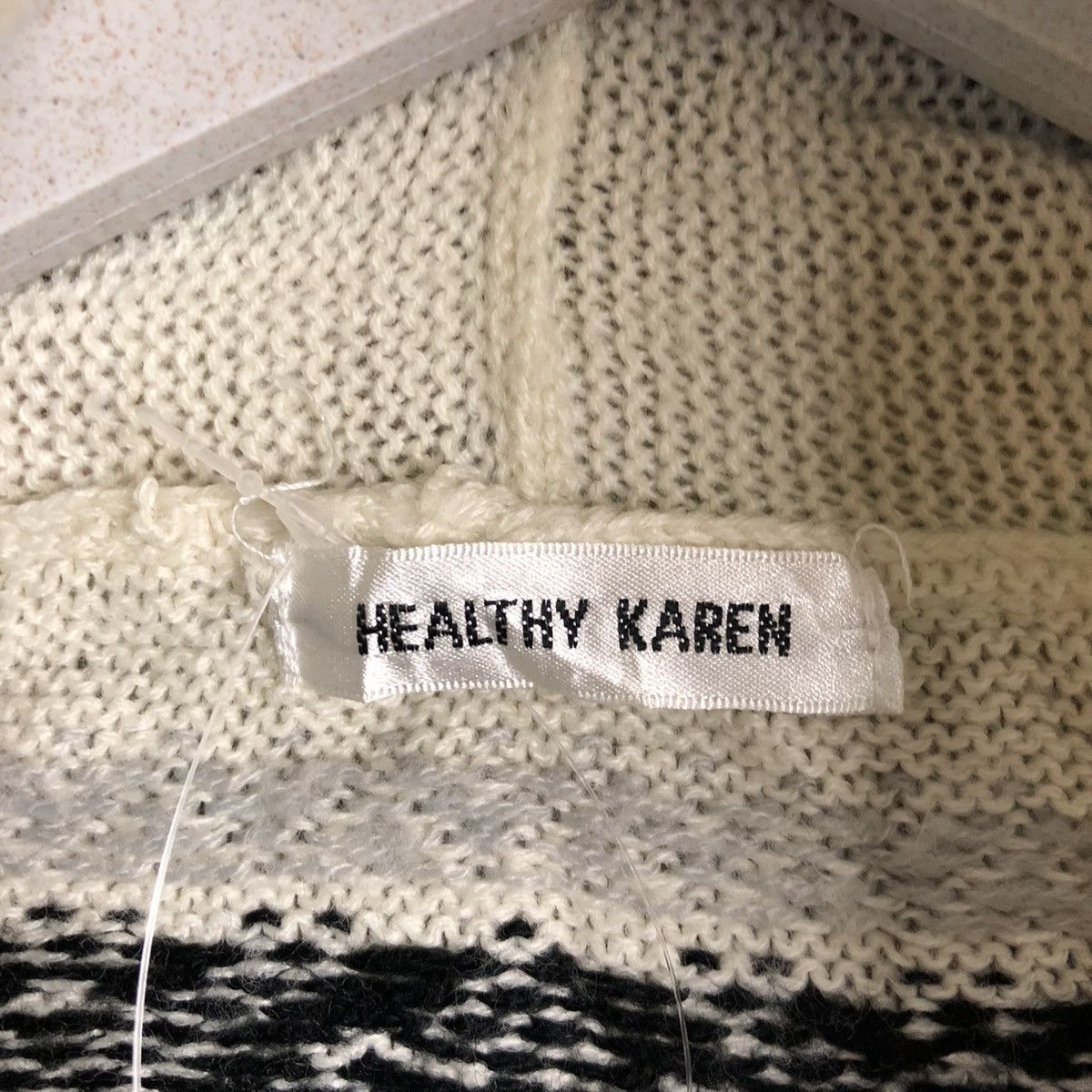 Homespun Knitwear × Japanese Brand Healthy Karen White Hoodie Capes Knitwear #A1262 Size US M / EU 48-50 / 2 - 9 Thumbnail