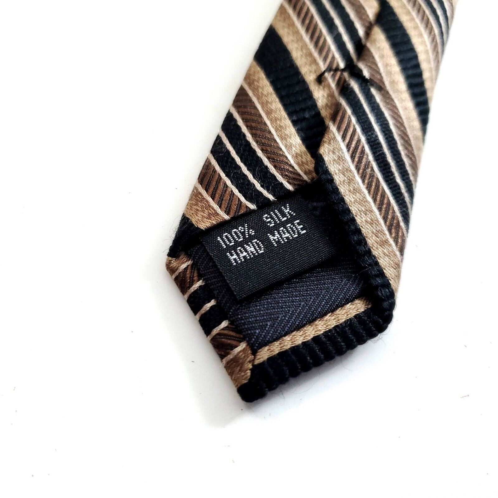 Other Bruno Piattelli Roma Brown Tan Woven Striped Silk Tie Size ONE SIZE - 4 Thumbnail
