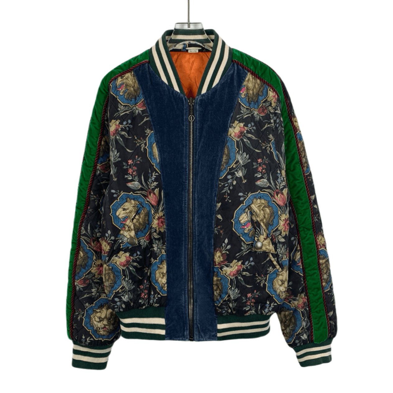 Gucci Gucci Green Velvet Bomber Jacket with Lion and Floral Print Size US S / EU 44-46 / 1 - 1 Thumbnail