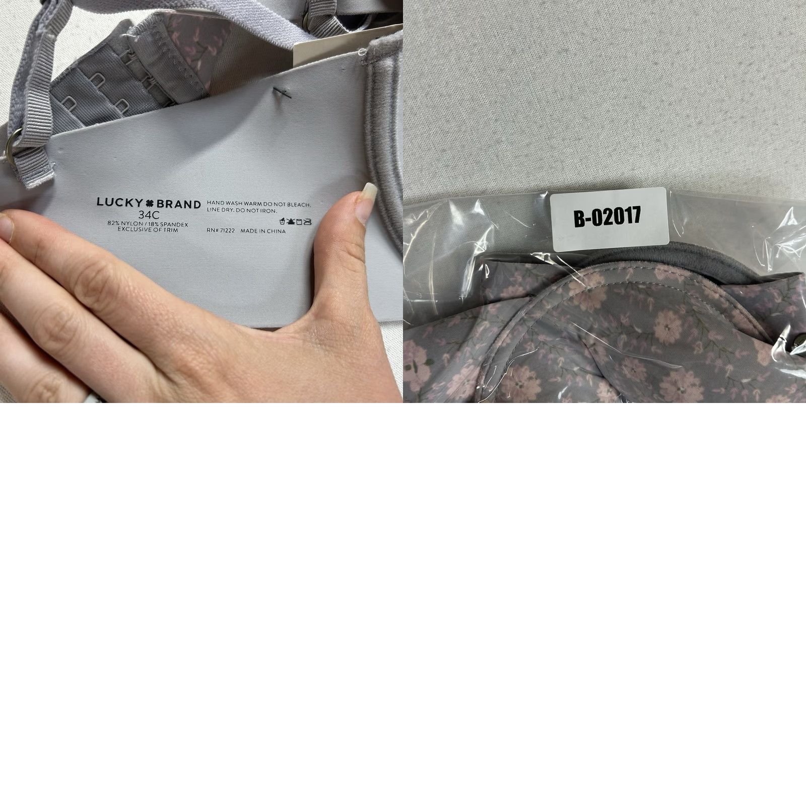 Lucky Brand Lucky Brand Bra Women's 34C Demi Underwire Floral Padded Light Lift Ladies Shope Grade Gray Floral Pattern Size ONE SIZE - 8 Thumbnail