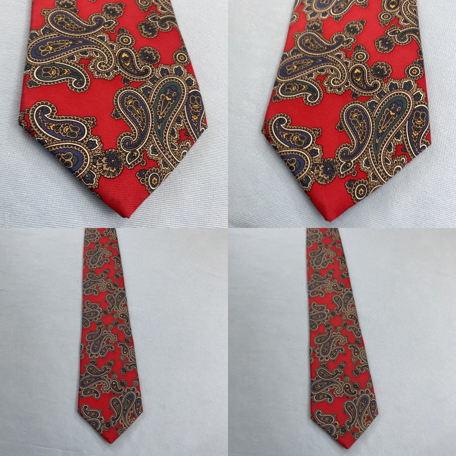 Vintage Hathaway Tie Men vtg 80s Silk Italy Western Double Paisley Red NeckTie 3.5x57 Size ONE SIZE - 8 Thumbnail