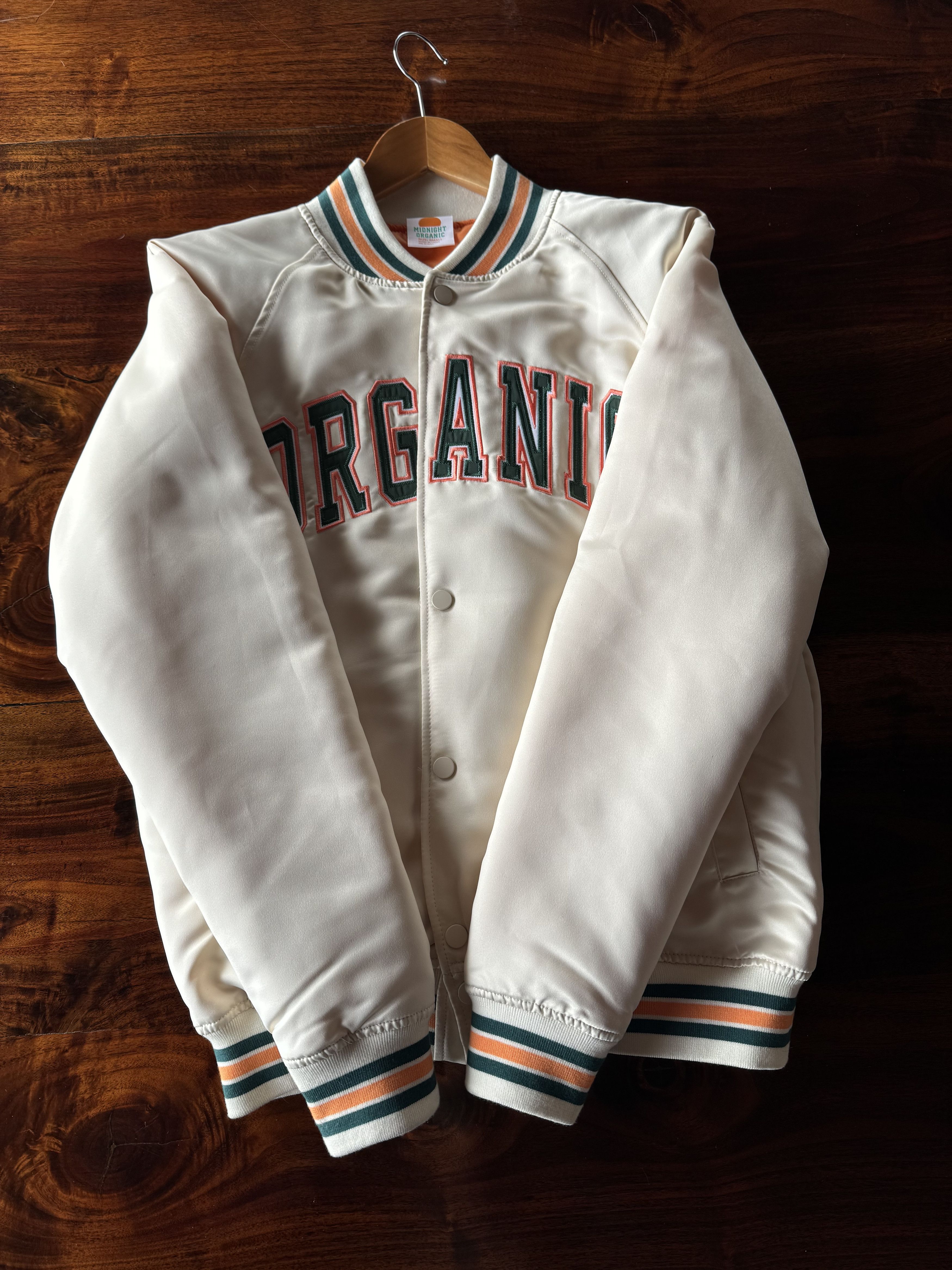 Midnight Organic ORGANIC Satin Varsity Jacket - Small / Cream Size US S / EU 44-46 / 1 - 3 Thumbnail