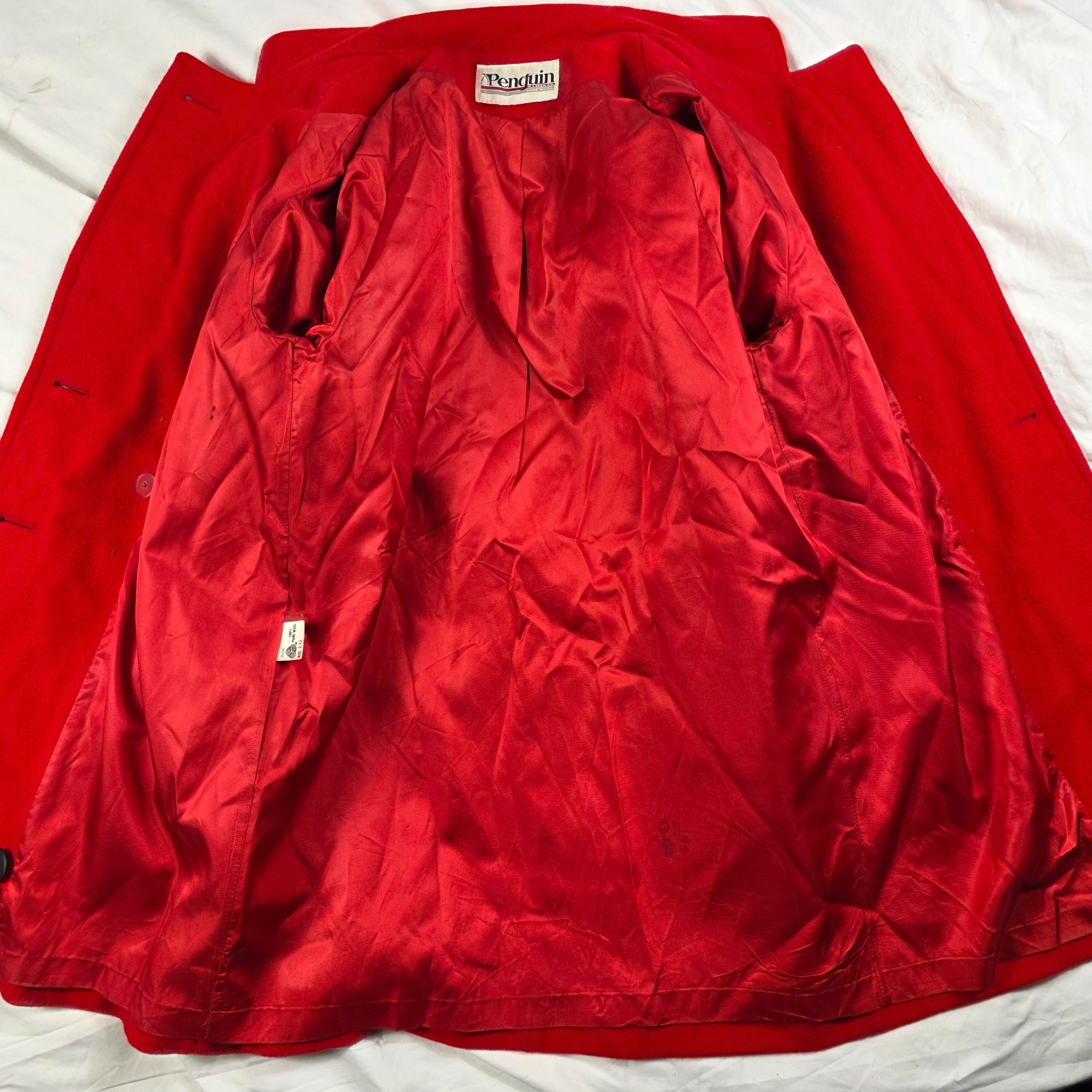 Original Penguin Penguin Womens Size 10 Red Wool Double Breasted Pea Coat War Size L / US 10 / IT 46 - 3 Thumbnail