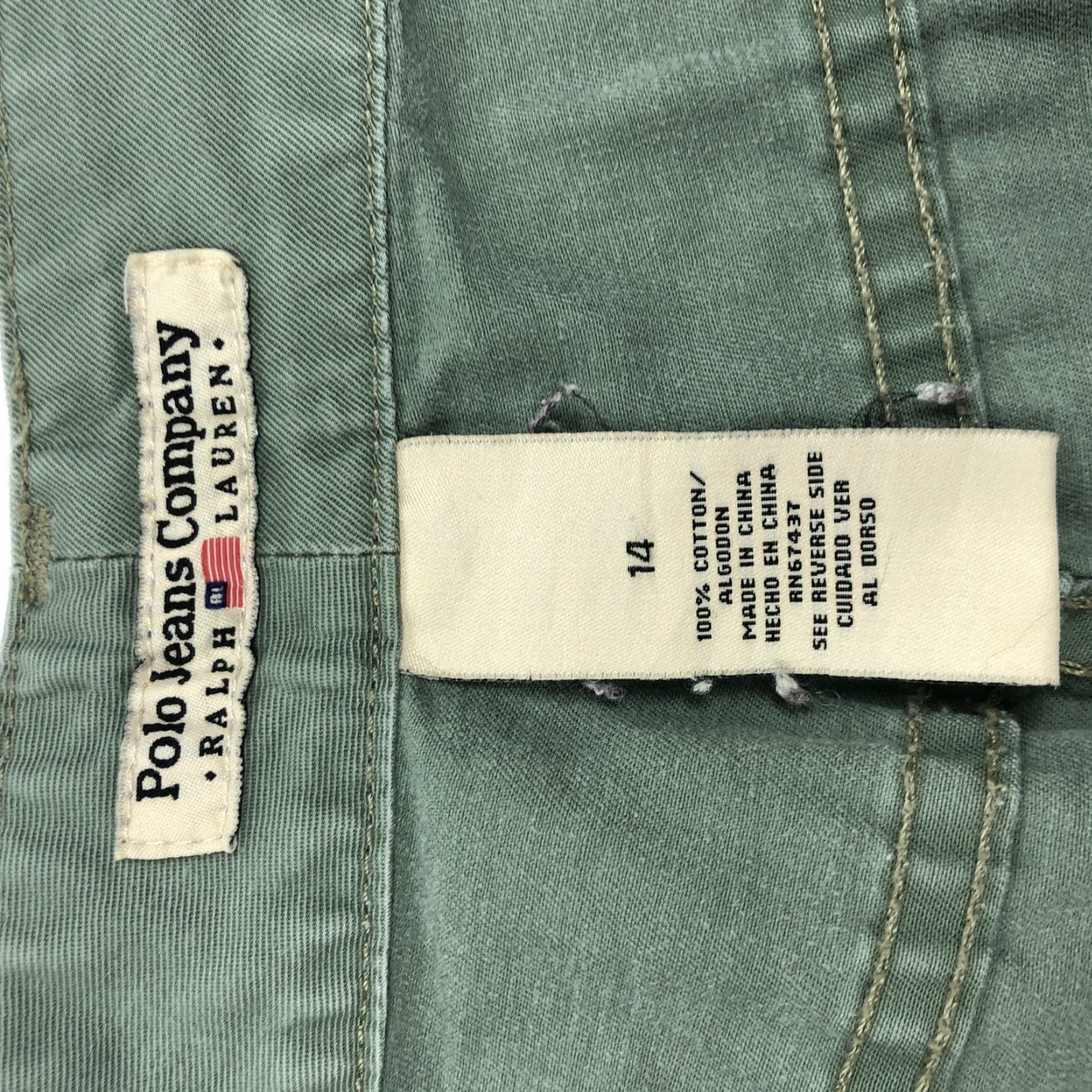 Vintage Polo Jeans Company Ralph Lauren Women Green 14 36x25 Cotton High Rise Straight Jeans Size 36" / US 14 / IT 50 - 6 Thumbnail