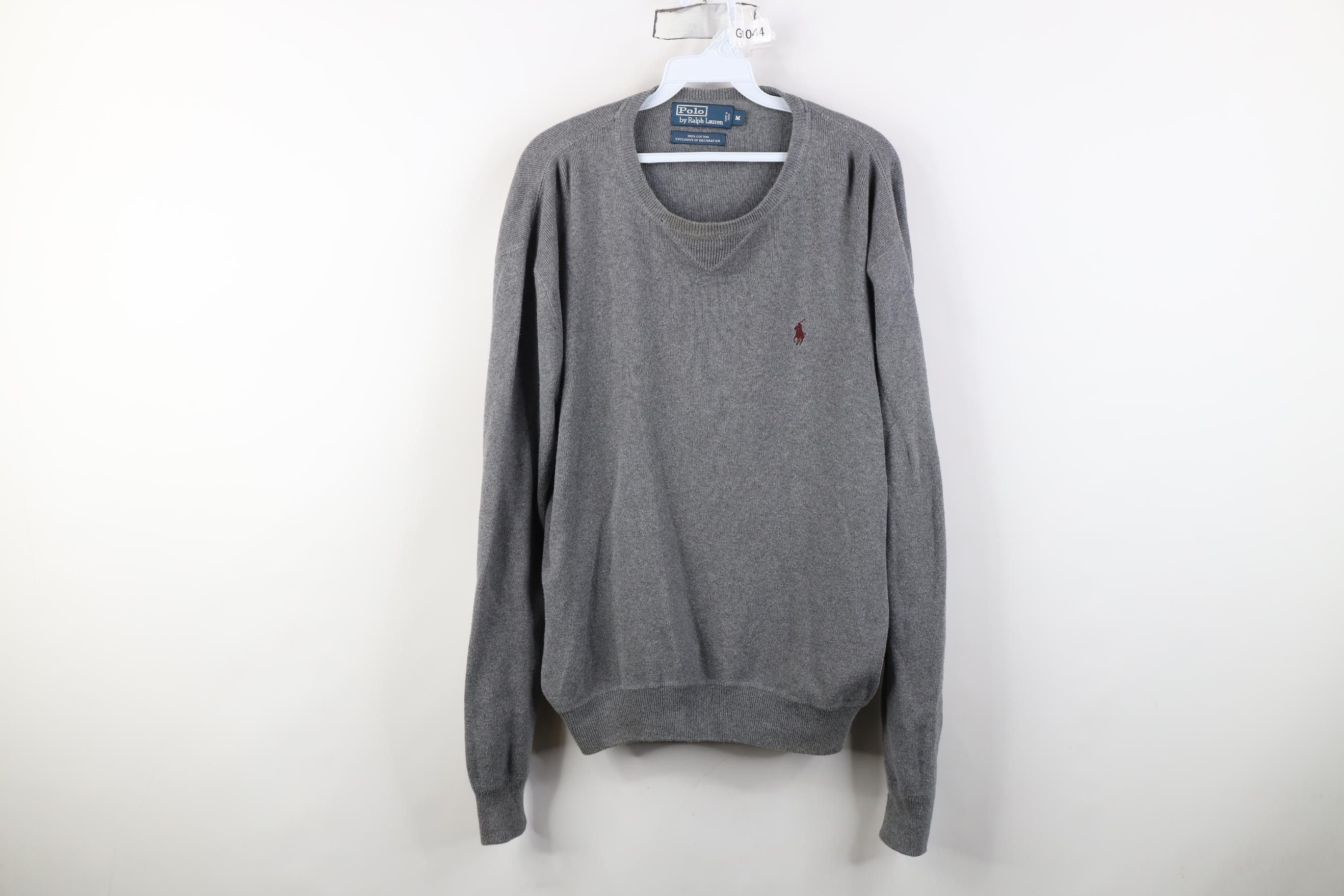 Polo Ralph Lauren Vintage 90s Ralph Lauren Cotton Ribbed Knit Sweater Gray Size US M / EU 48-50 / 2 - 1 Thumbnail