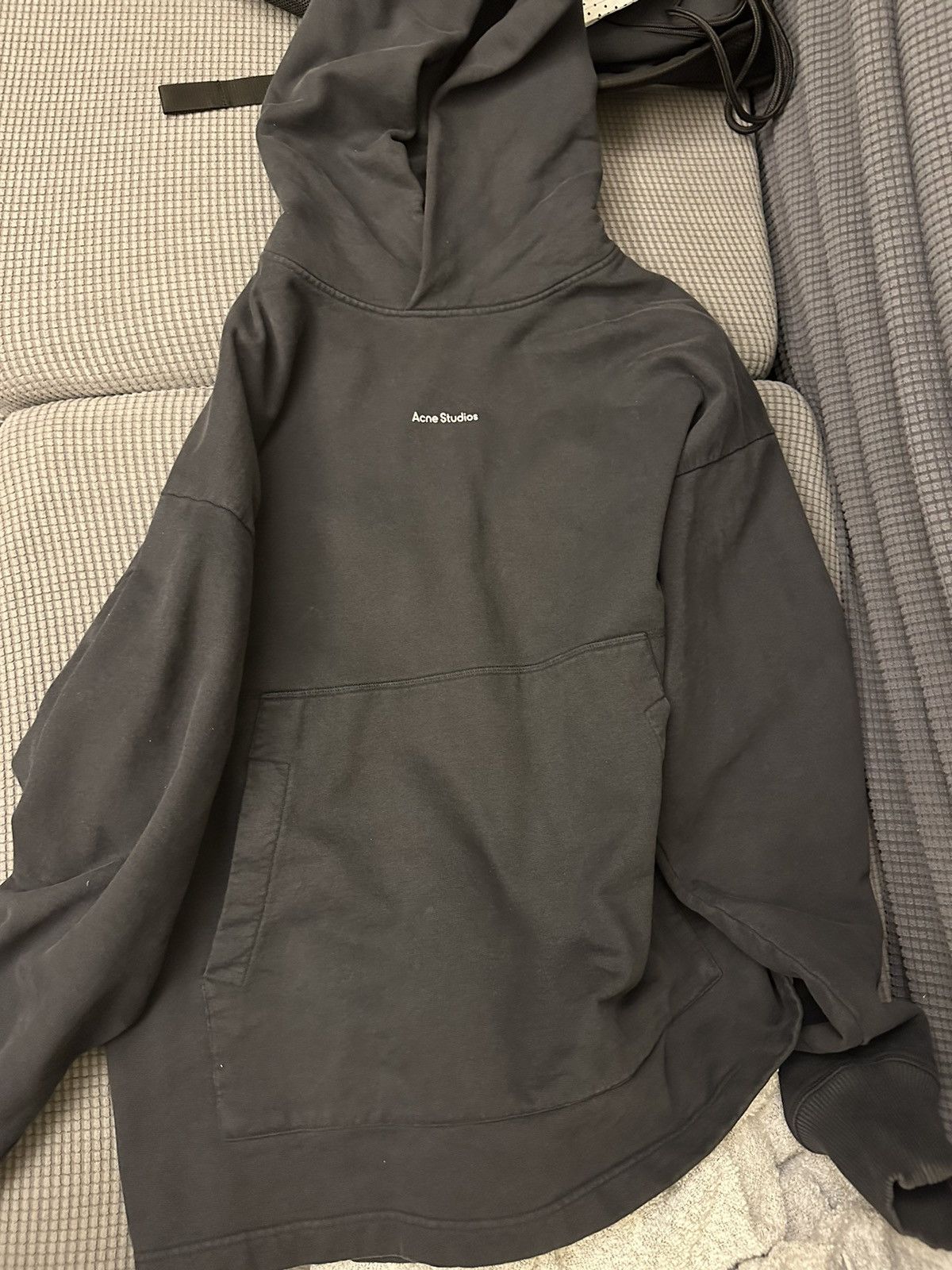 image of Acne Studios Small Logo Hoodie in Dark Blue, Men's