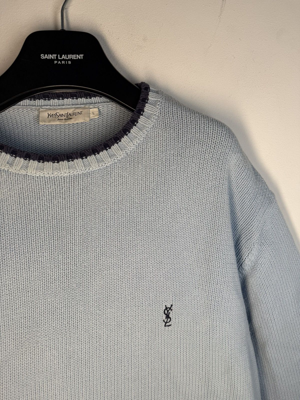 Yves Saint Laurent Blue YSL Sweater Knit Size US L / EU 52-54 / 3 - 1 Thumbnail