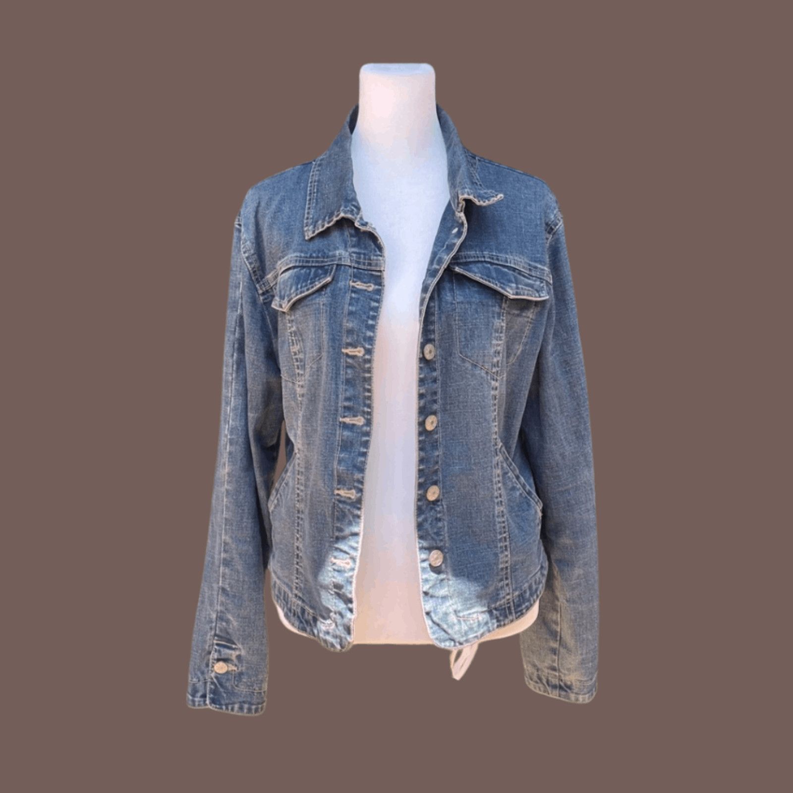 Vintage VTG Cropped Denim Jacket | Live a Little 90s Blue M Size M / US 6-8 / IT 42-44 - 1 Thumbnail