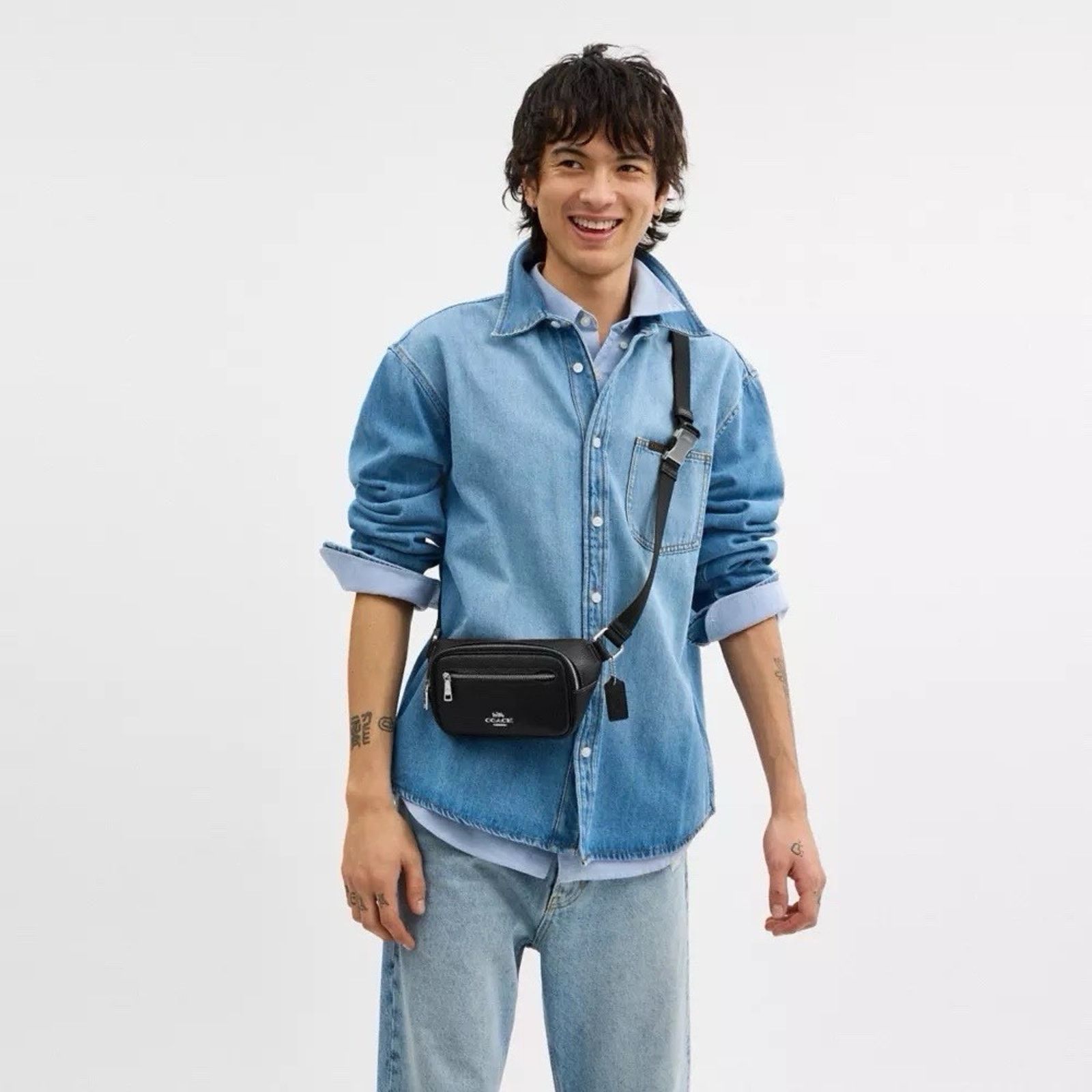 Coach NWT COACH Men Elias Mini Belt Leather Crossbody CR190 Black Size ONE SIZE - 8 Thumbnail