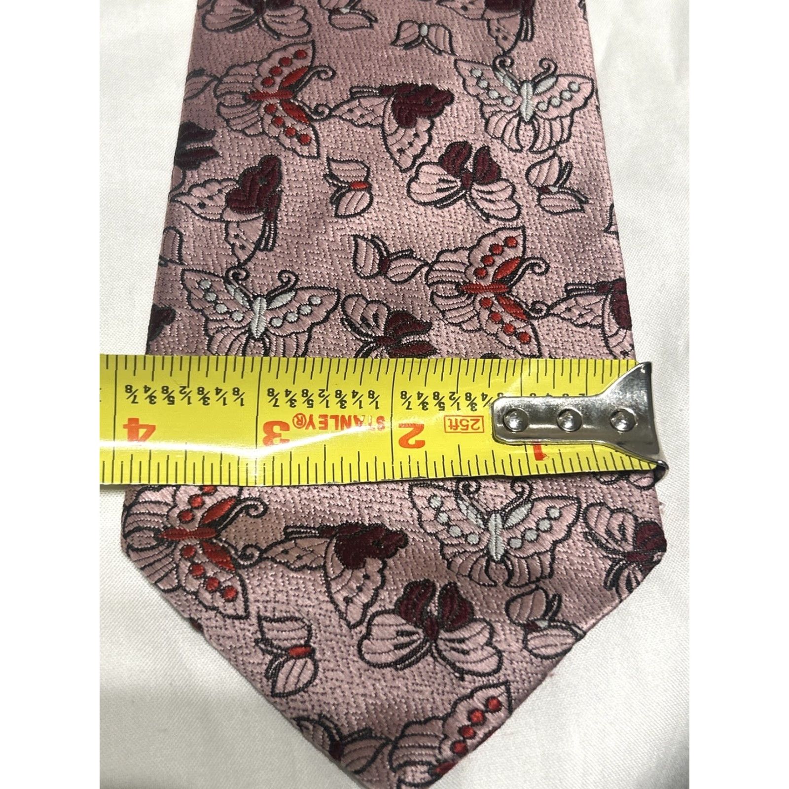 Prince VINTAGE Golden Clasp Neck Tie by Prince Consort 4x53 Polyester Pink Burgundy EUC Men Framework 1980s Size ONE SIZE - 6 Thumbnail