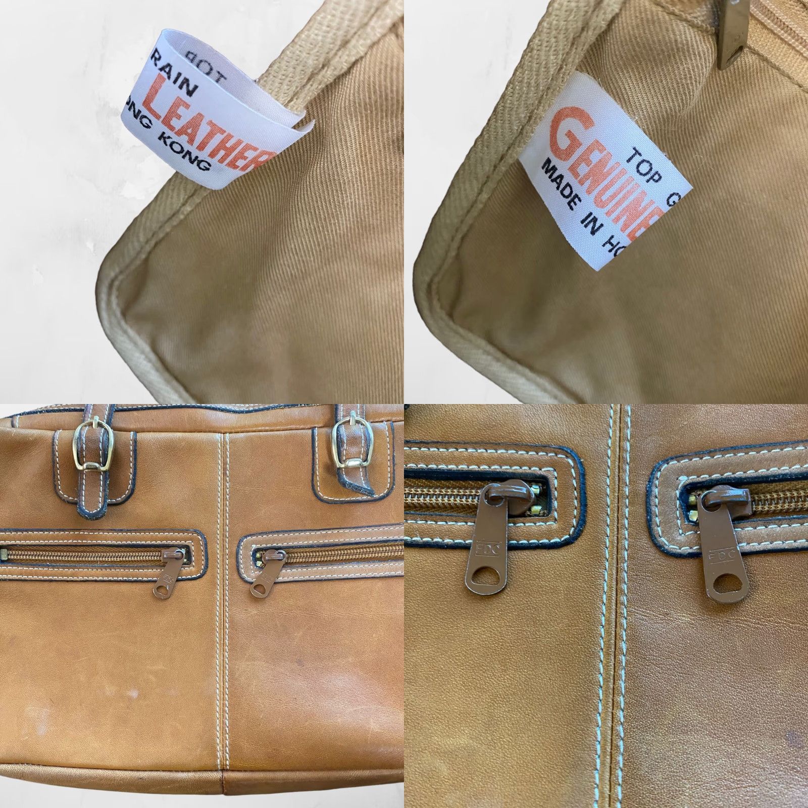 Doublet VINTAGE Unbranded Messenger Bag Women Small Brown Leather Double Strap Zipper Hong Kong FDC Zip Pockets Size ONE SIZE - 8 Thumbnail