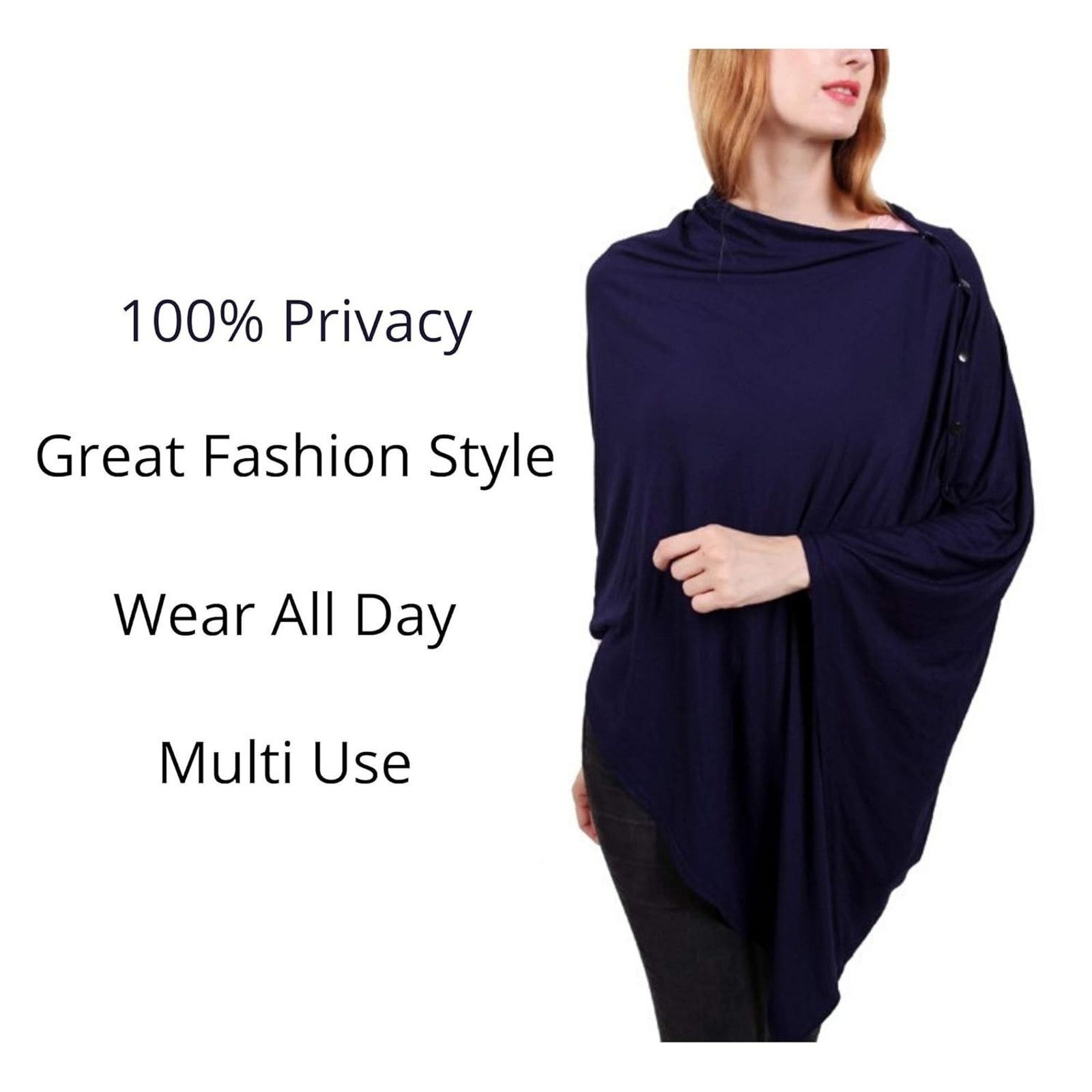 Other Nursing Cover for Breastfeeding Poncho Style Snaps Navy Size ONE SIZE - 2 Thumbnail