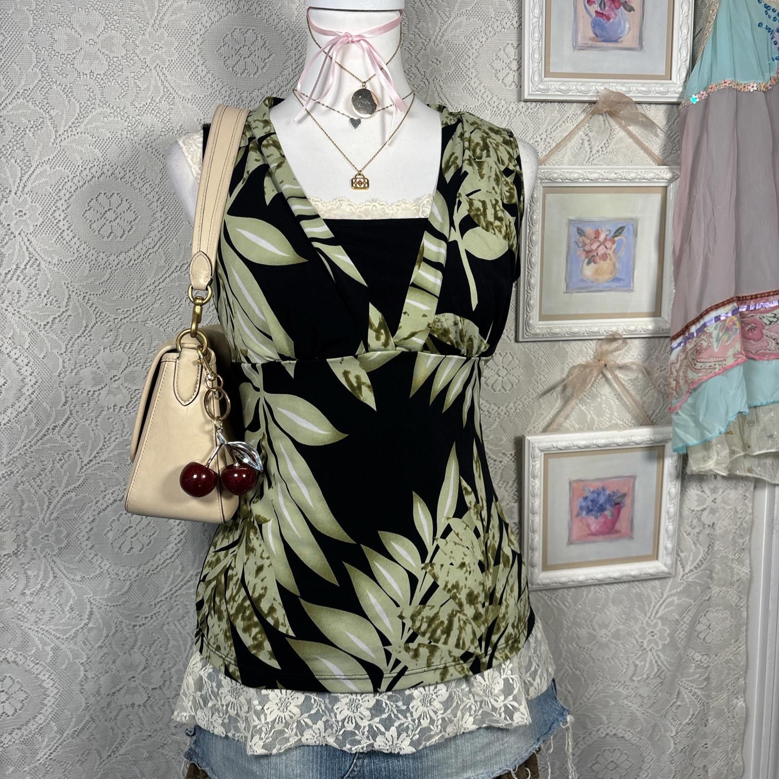 Other vintage fairy core fitted V-neck blouse Size S / US 4 / IT 40 - 2 Thumbnail