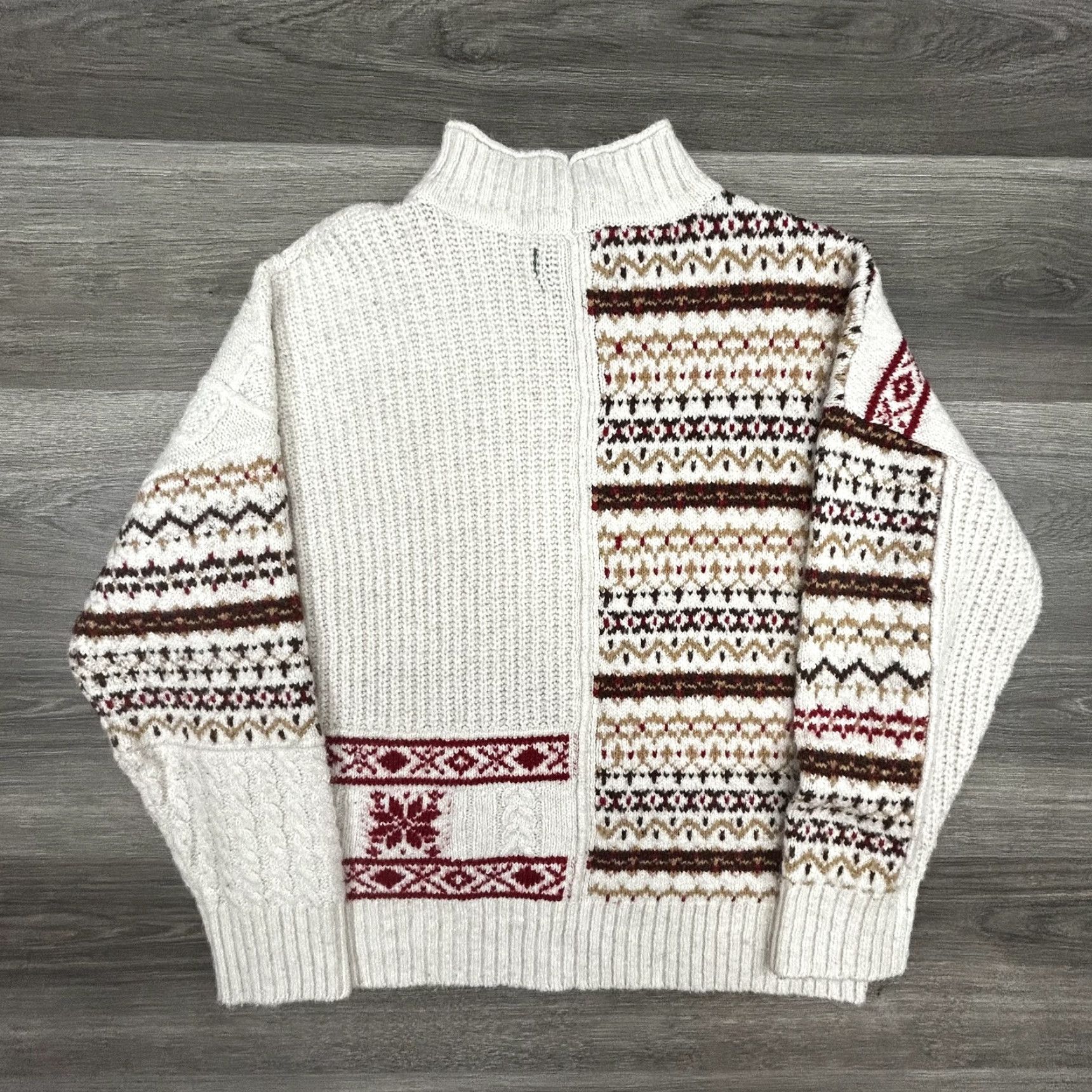 American Eagle Outfitters VINTAGE American Eagle Outfitters Sweater Womens XL White Fair Isle Mock Neck Christmas Y2K Size XL / US 12-14 / IT 48-50 - 2 Thumbnail