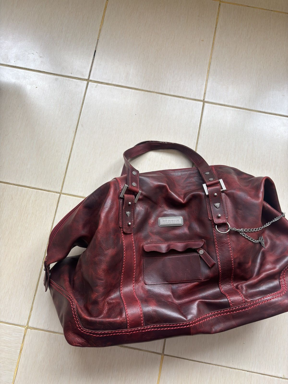 Other Roy Robson Distressed Leather Weekend Duffel Bag in Oxblood Size ONE SIZE - 4 Thumbnail