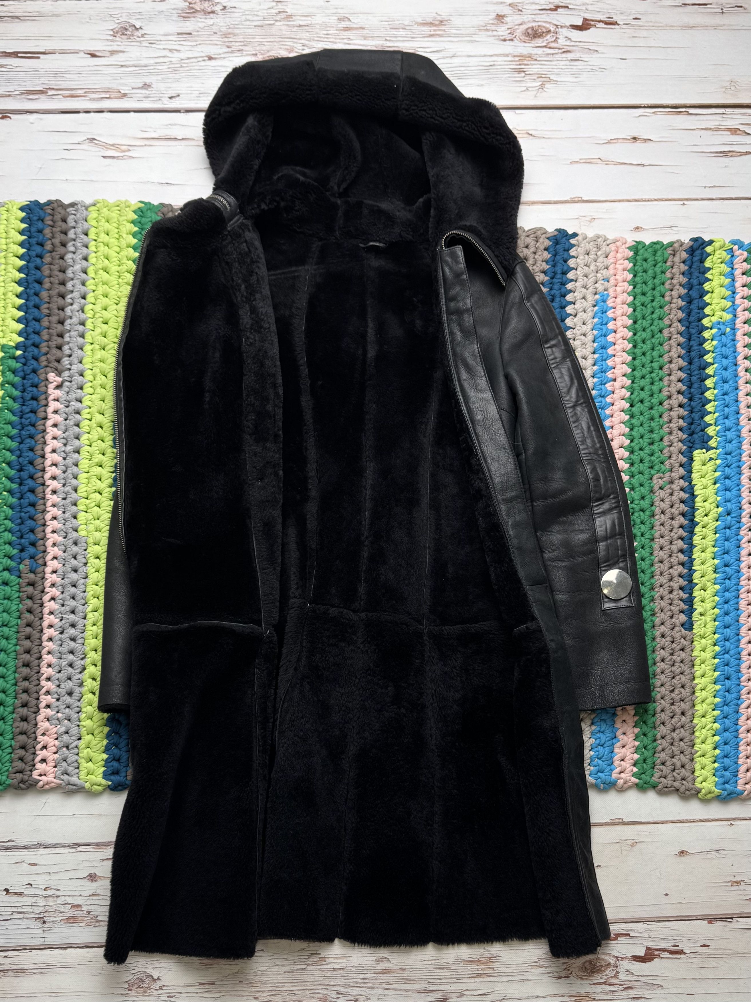Japanese Brand Vintage Real Sheepskin Hooded Coat (ET1)(D15) Size M / US 6-8 / IT 42-44 - 4 Thumbnail