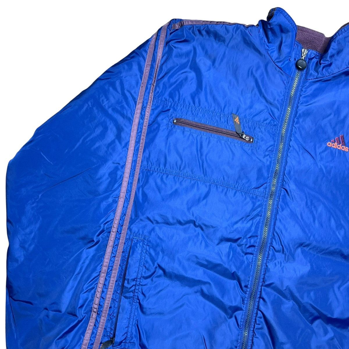 Adidas × Vintage Vintage 1990s Adidas Logo Striped Fleece Lined Anorak Jacket Size US XL / EU 56 / 4 - 14 Thumbnail